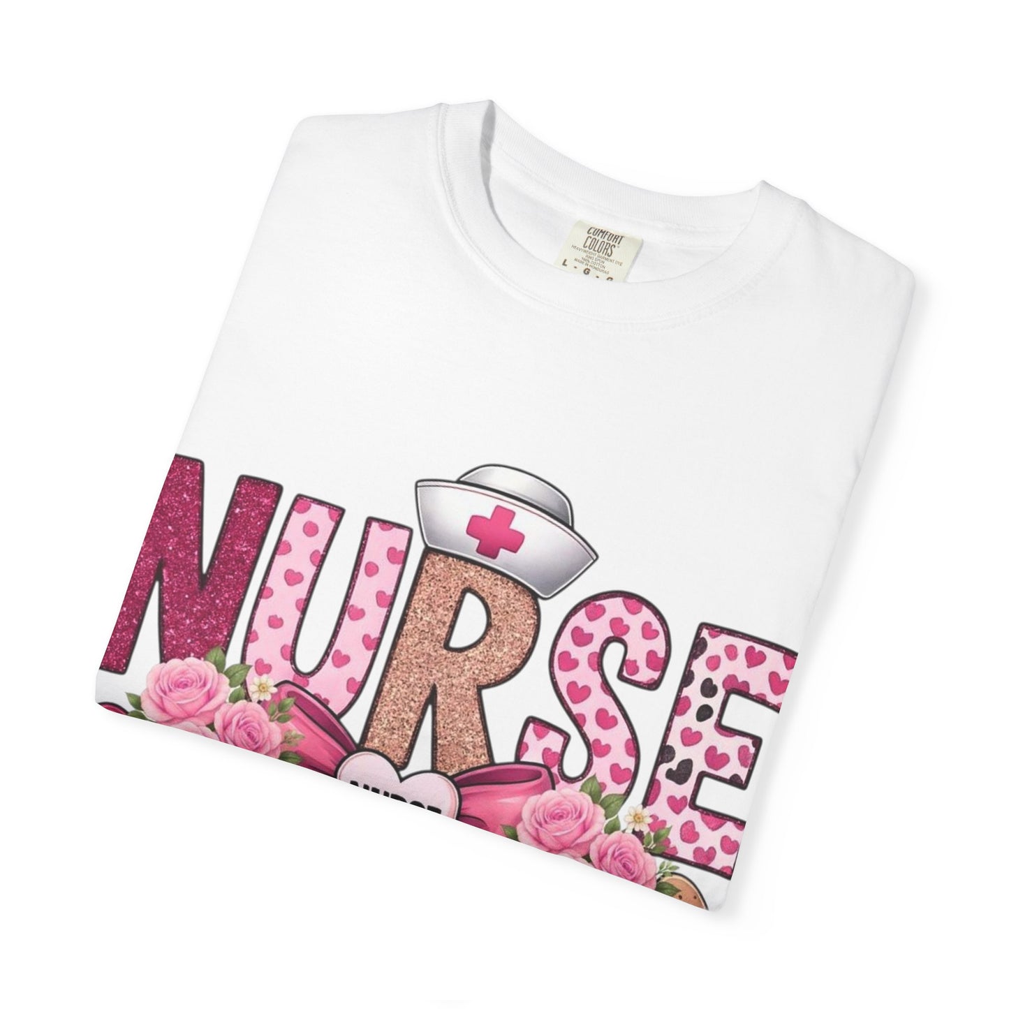 Nurse Floral Heart Stethoscope T-Shirt | Nursing Love Shirt