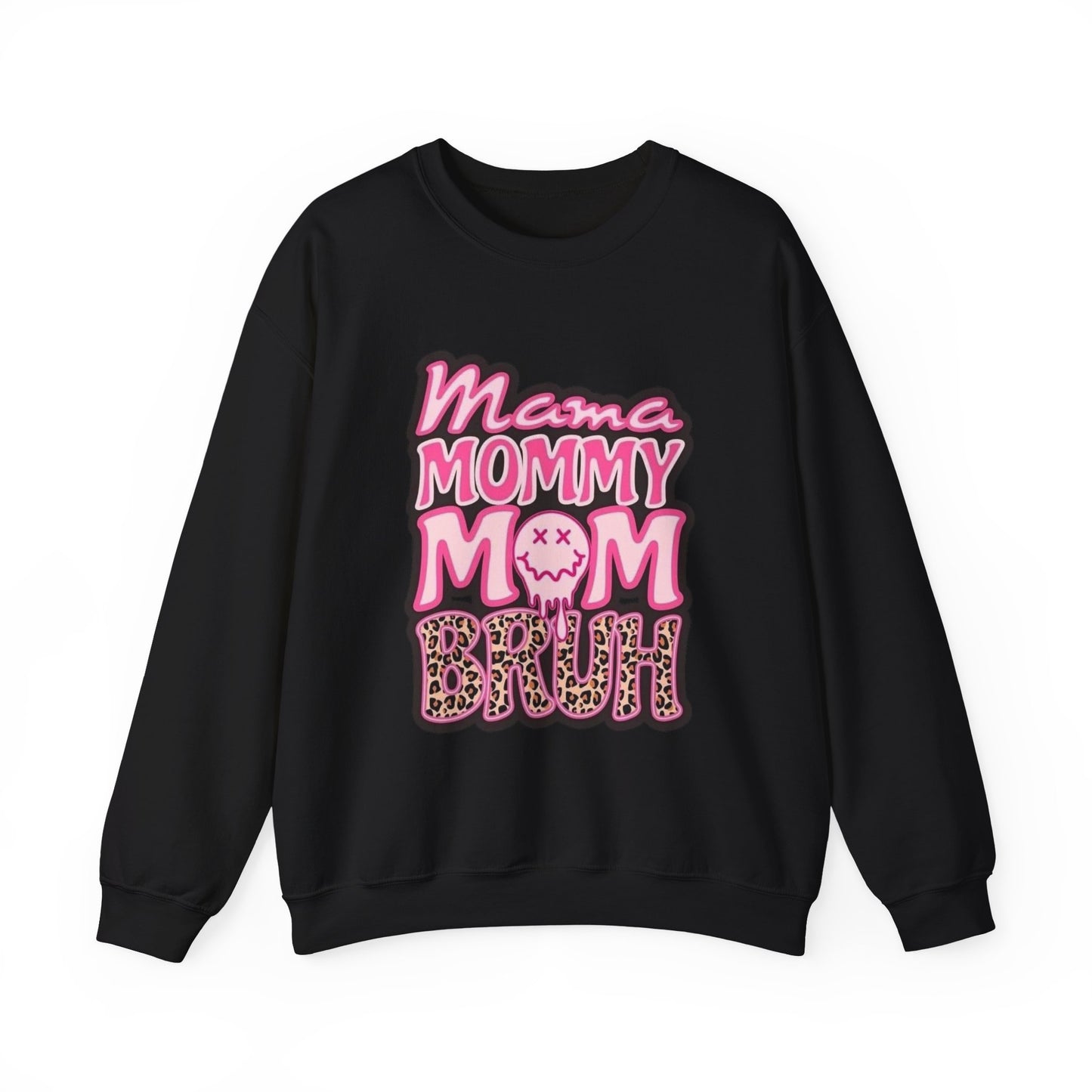 Mama Mommy Mom Bruh sweatshirt | Pink leopard text crewneck