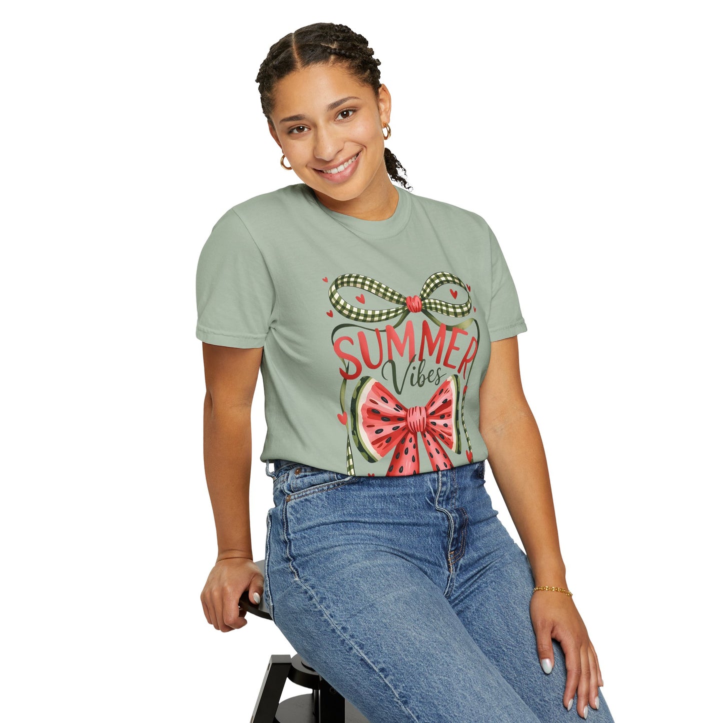 Summer Vibes T-Shirt — Watermelon Bow Graphic Tee