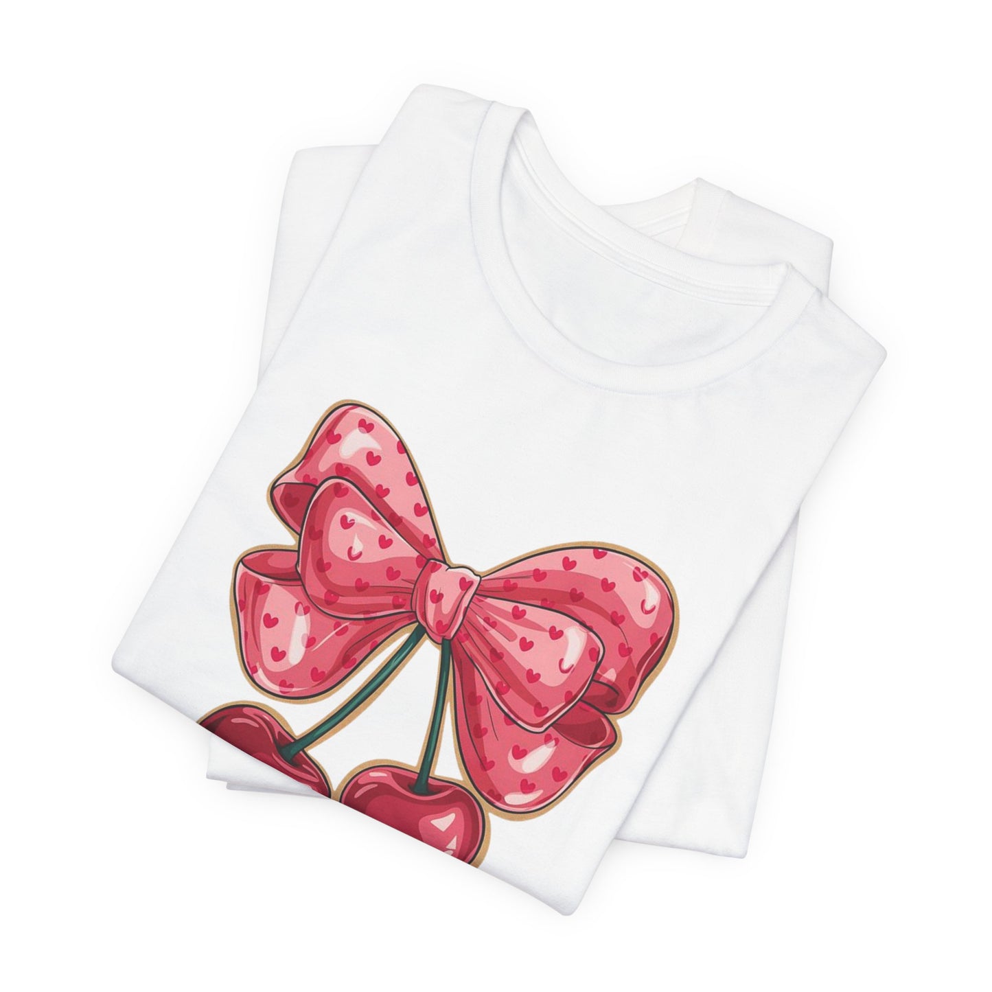 Cherry Bow Tee — Cute Pink Cherry Graphic T-Shirt