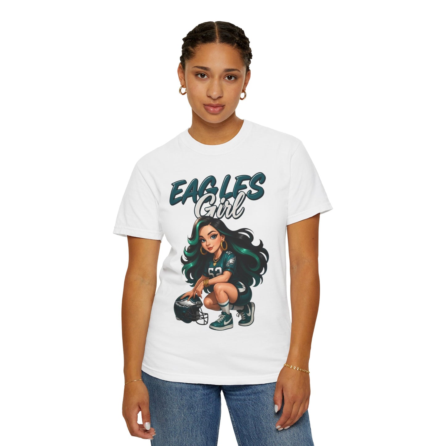 Eagles Girl T-shirt | Football Fan Illustration, Team Spirit Tee