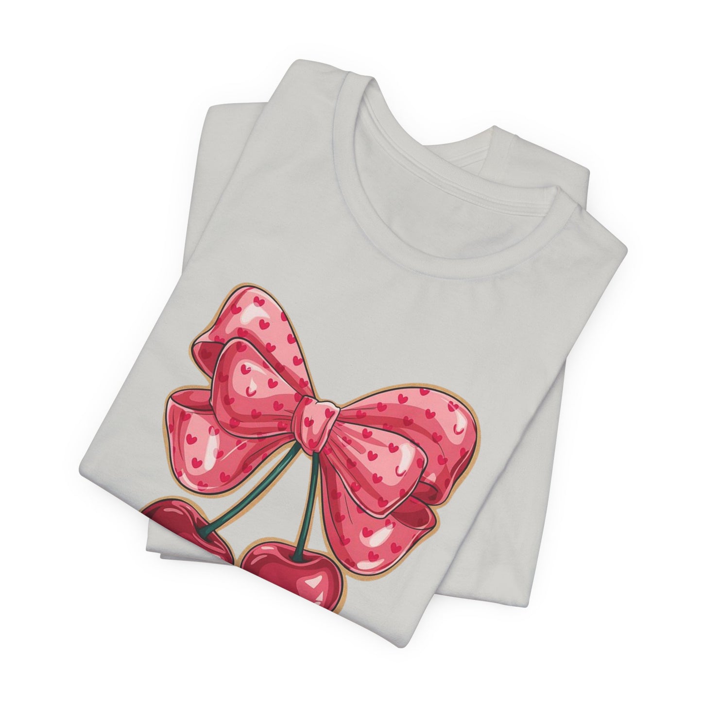 Cherry Bow Tee — Cute Pink Cherry Graphic T-Shirt
