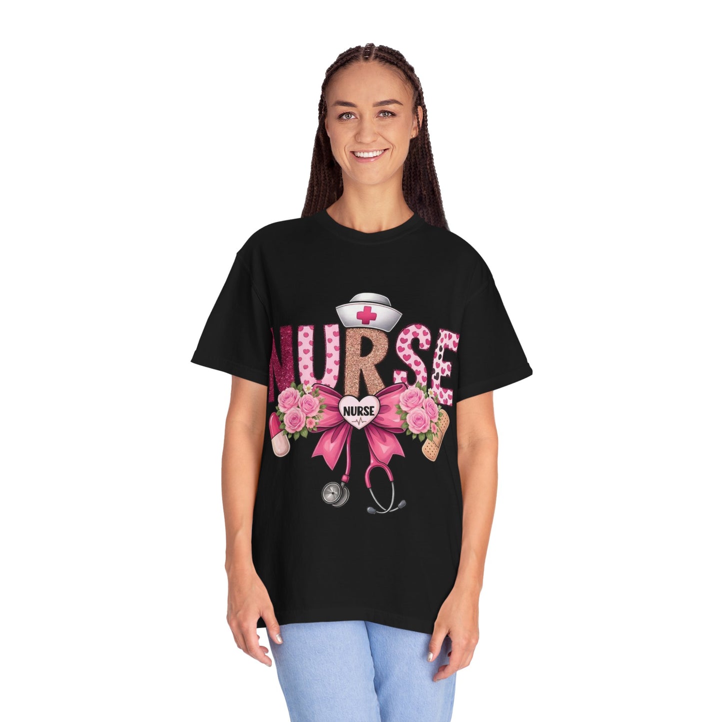 Nurse Floral Heart Stethoscope T-Shirt | Nursing Love Shirt