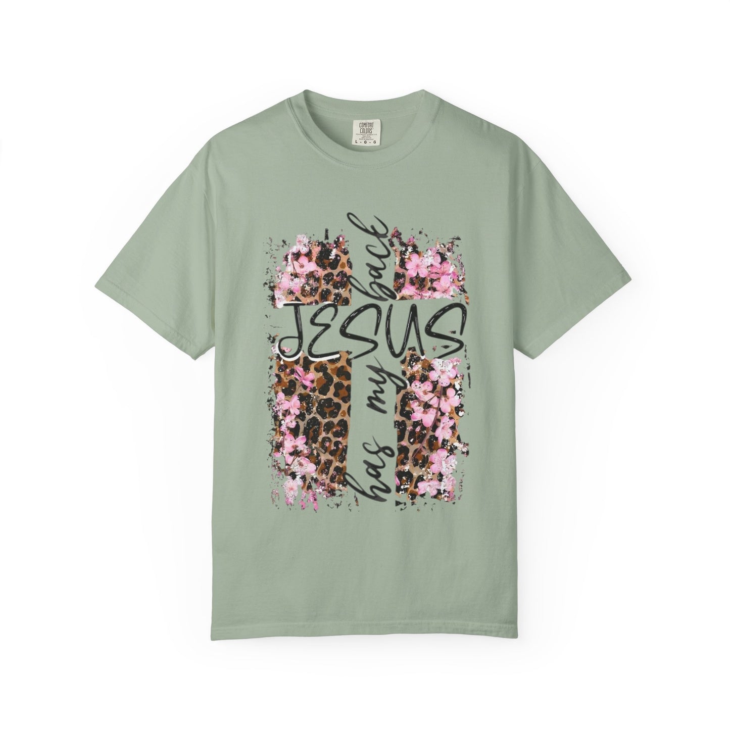 Jesus Has My Back T-Shirt | Leopard Floral Cross Christian Faith Tee