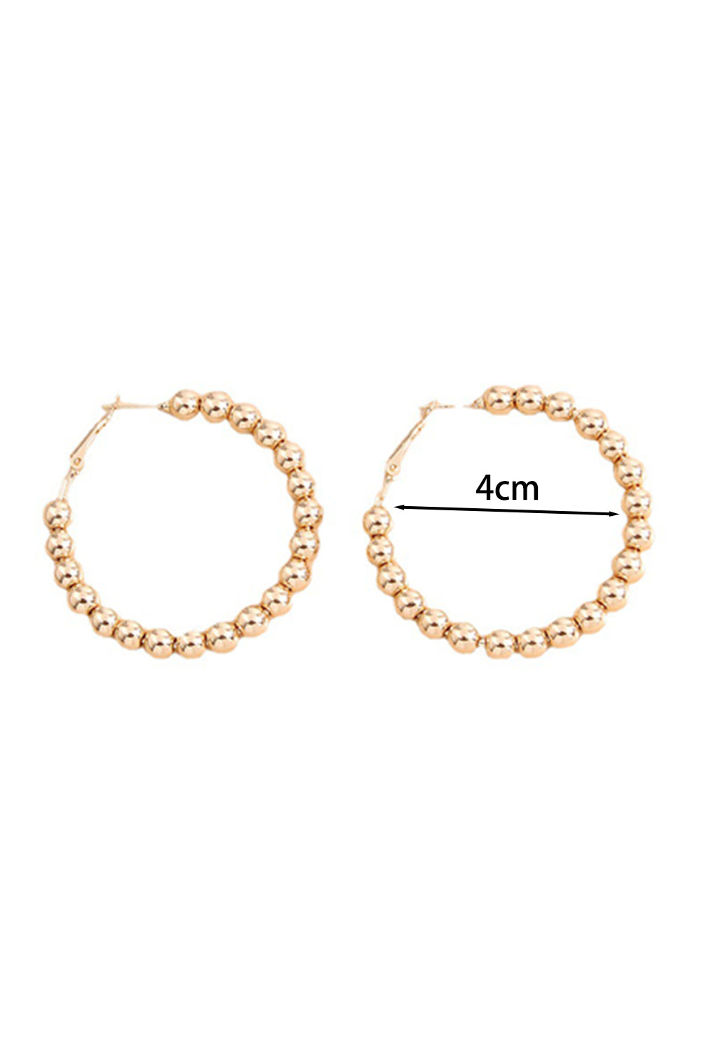Gold Plated Beads Alloy Hoop Earrings