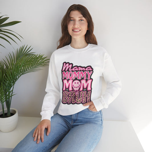 Mama Mommy Mom Bruh sweatshirt | Pink leopard text crewneck