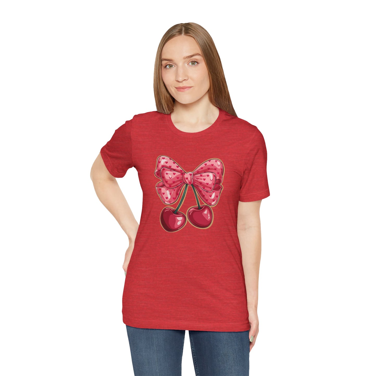 Cherry Bow Tee — Cute Pink Cherry Graphic T-Shirt
