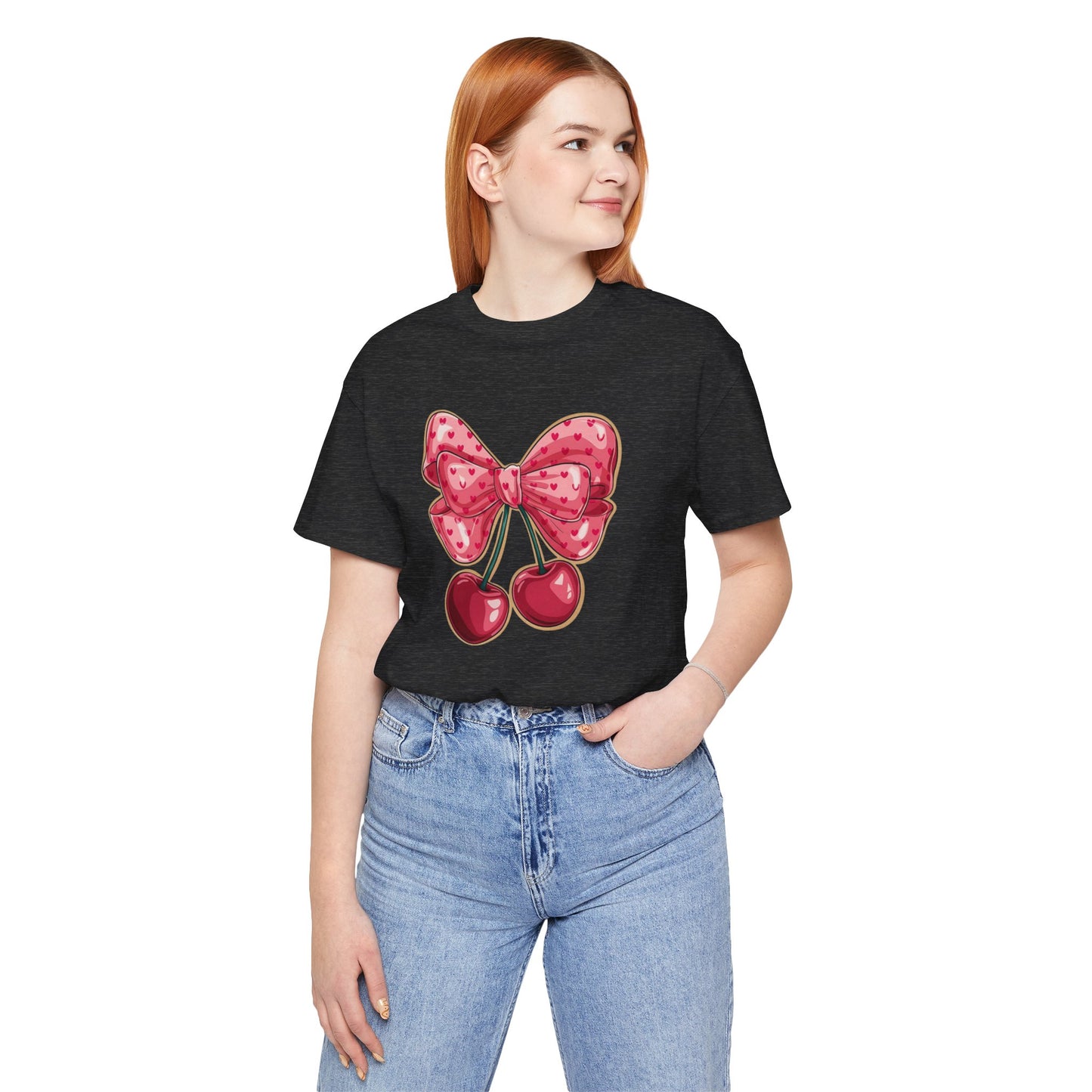 Cherry Bow Tee — Cute Pink Cherry Graphic T-Shirt