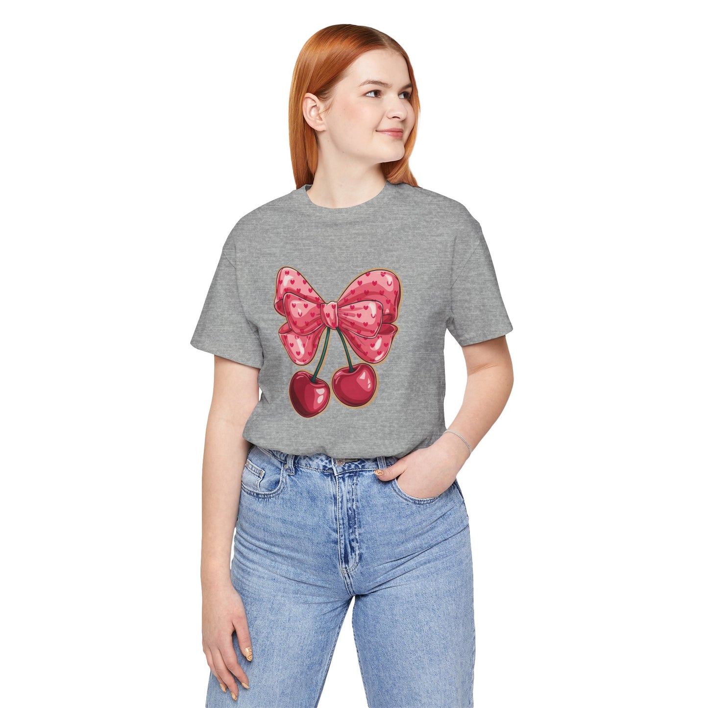 Cherry Bow Tee — Cute Pink Cherry Graphic T-Shirt