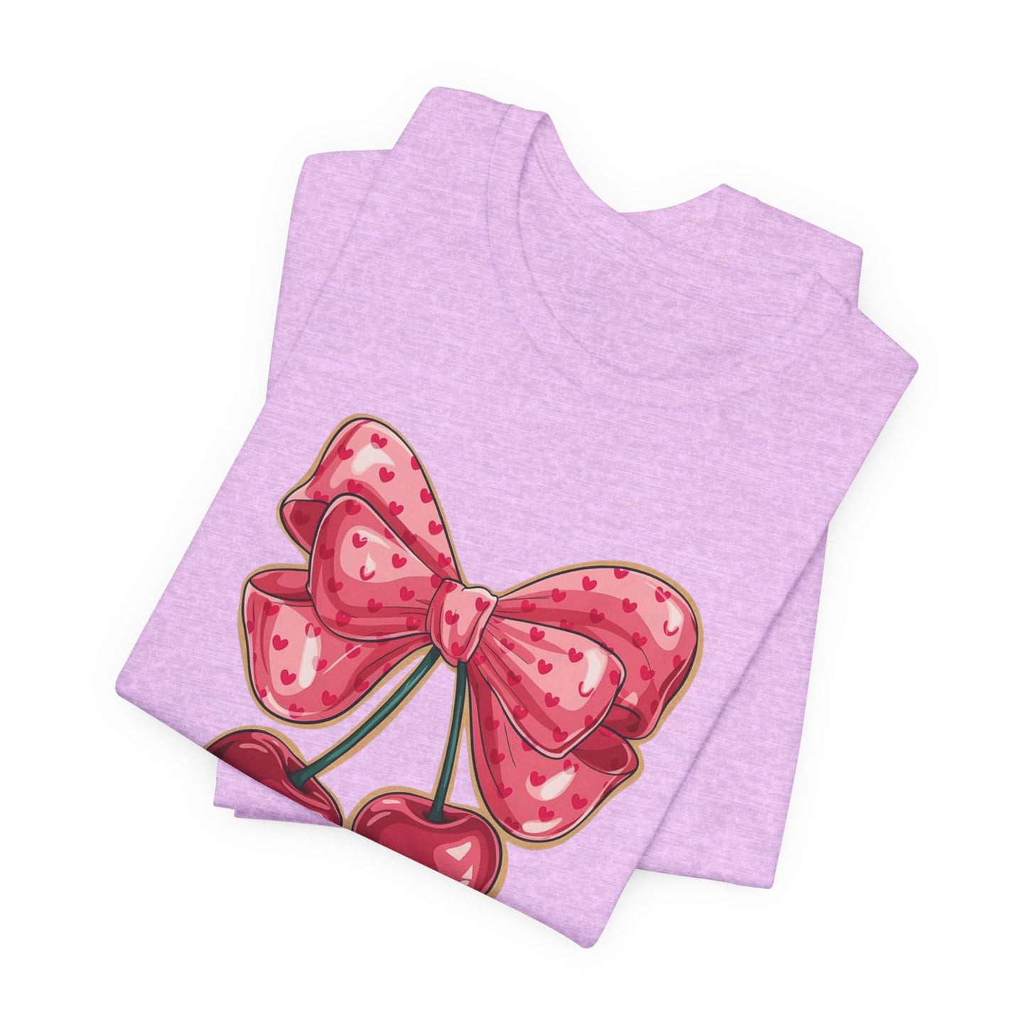 Cherry Bow Tee — Cute Pink Cherry Graphic T-Shirt