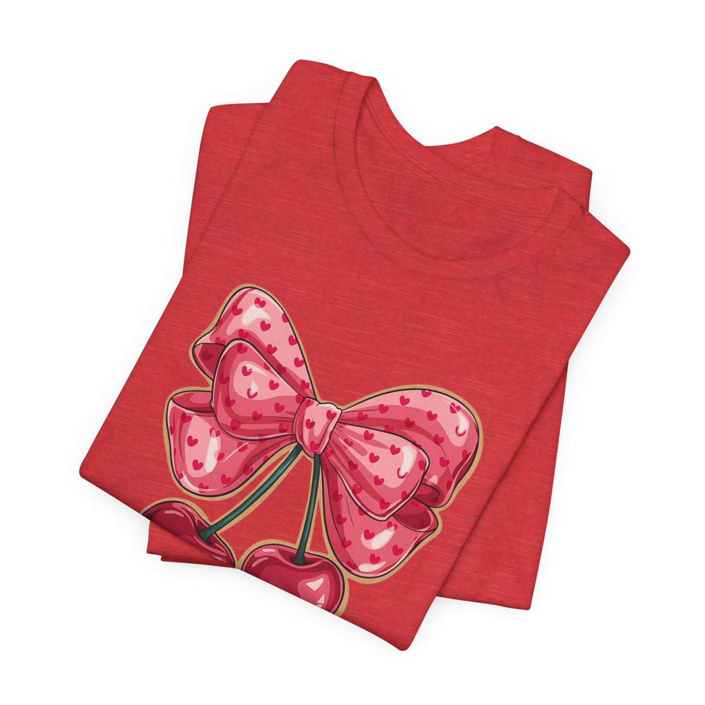 Cherry Bow Tee — Cute Pink Cherry Graphic T-Shirt