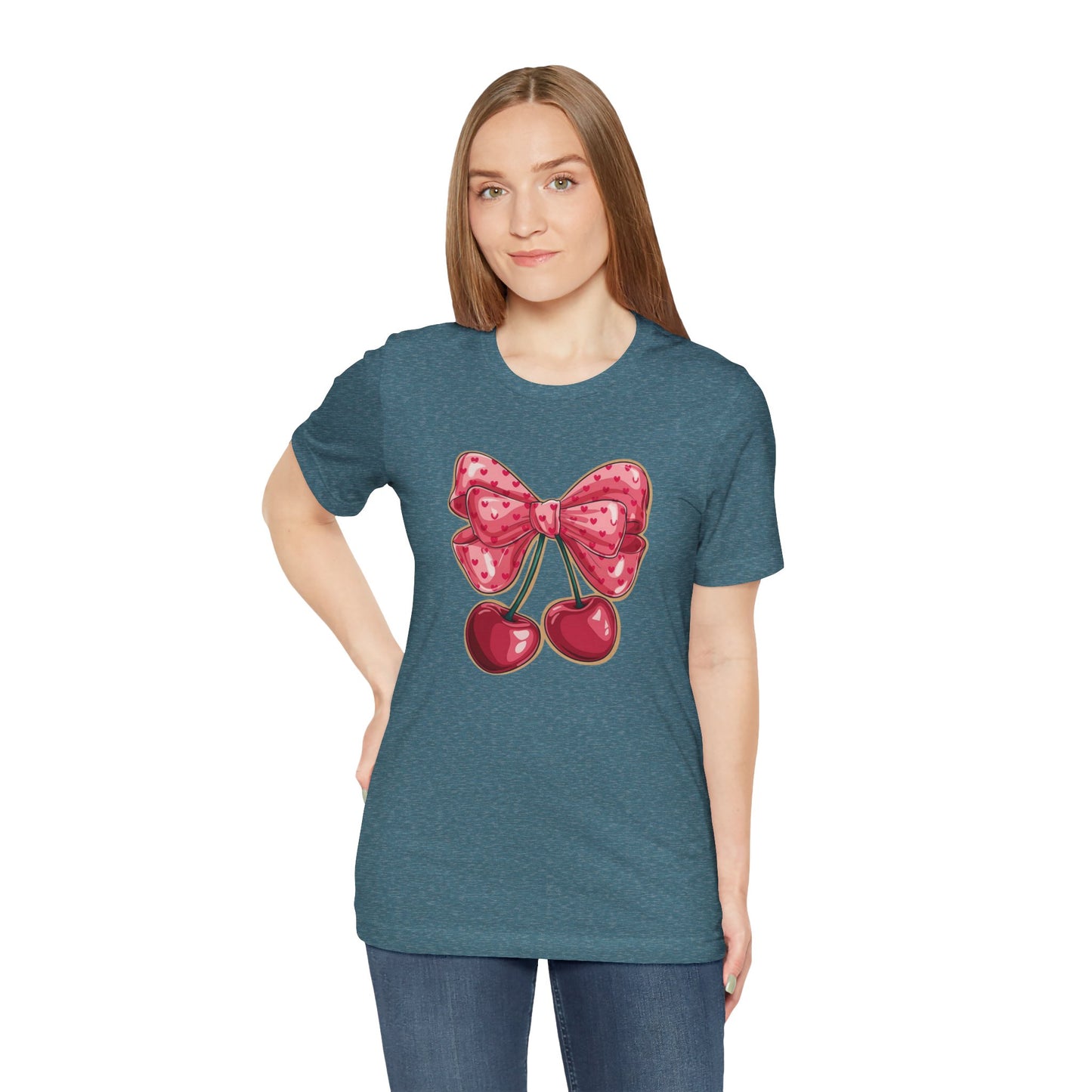 Cherry Bow Tee — Cute Pink Cherry Graphic T-Shirt