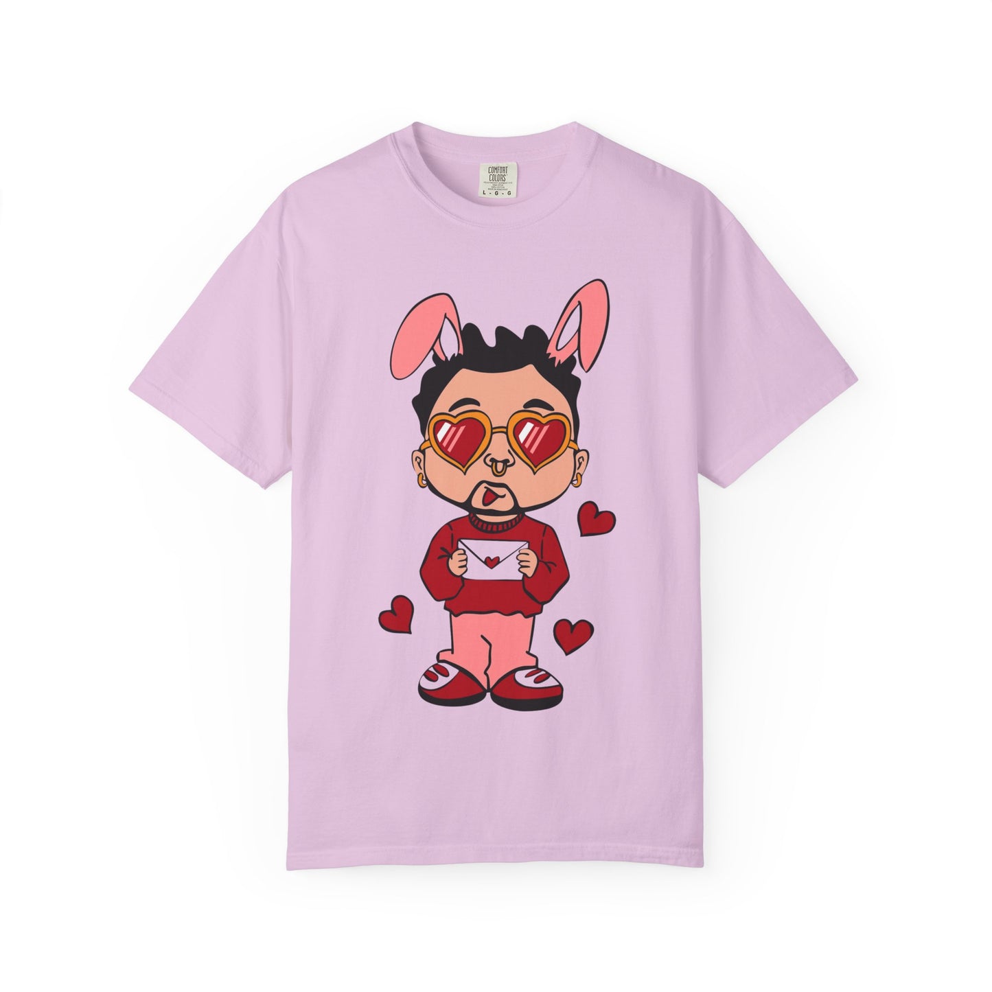 Valentine Bunny Dude T-Shirt — Cute Heart Eyes Love Graphic Tee