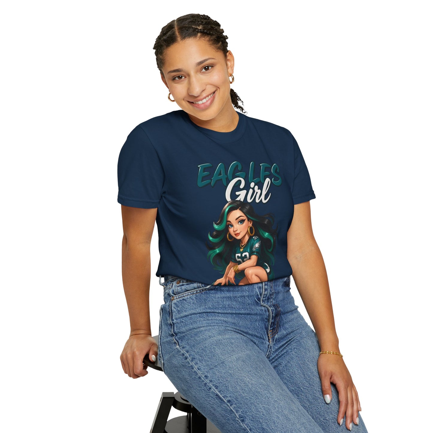 Eagles Girl T-shirt | Football Fan Illustration, Team Spirit Tee