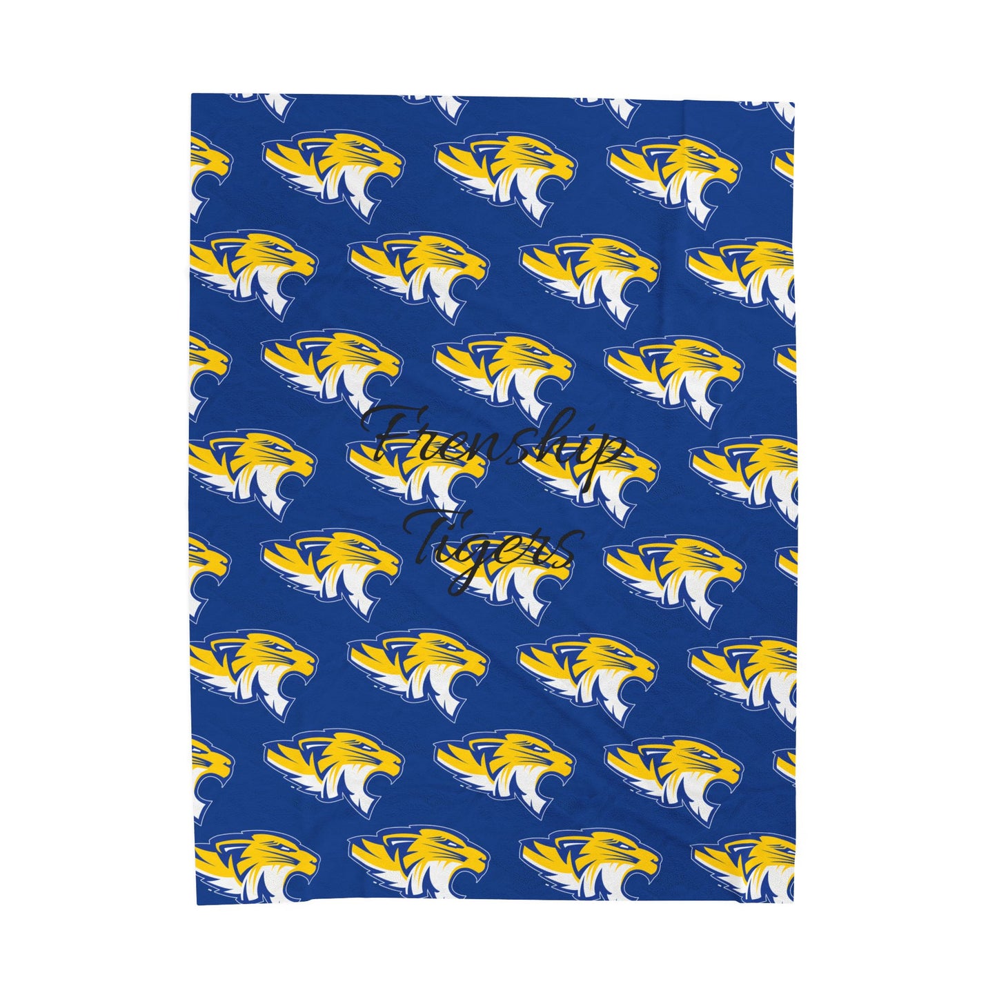 Yellow Blue Frenship Tigers ISD Pattern Blanket | Velveteen Plush Throw