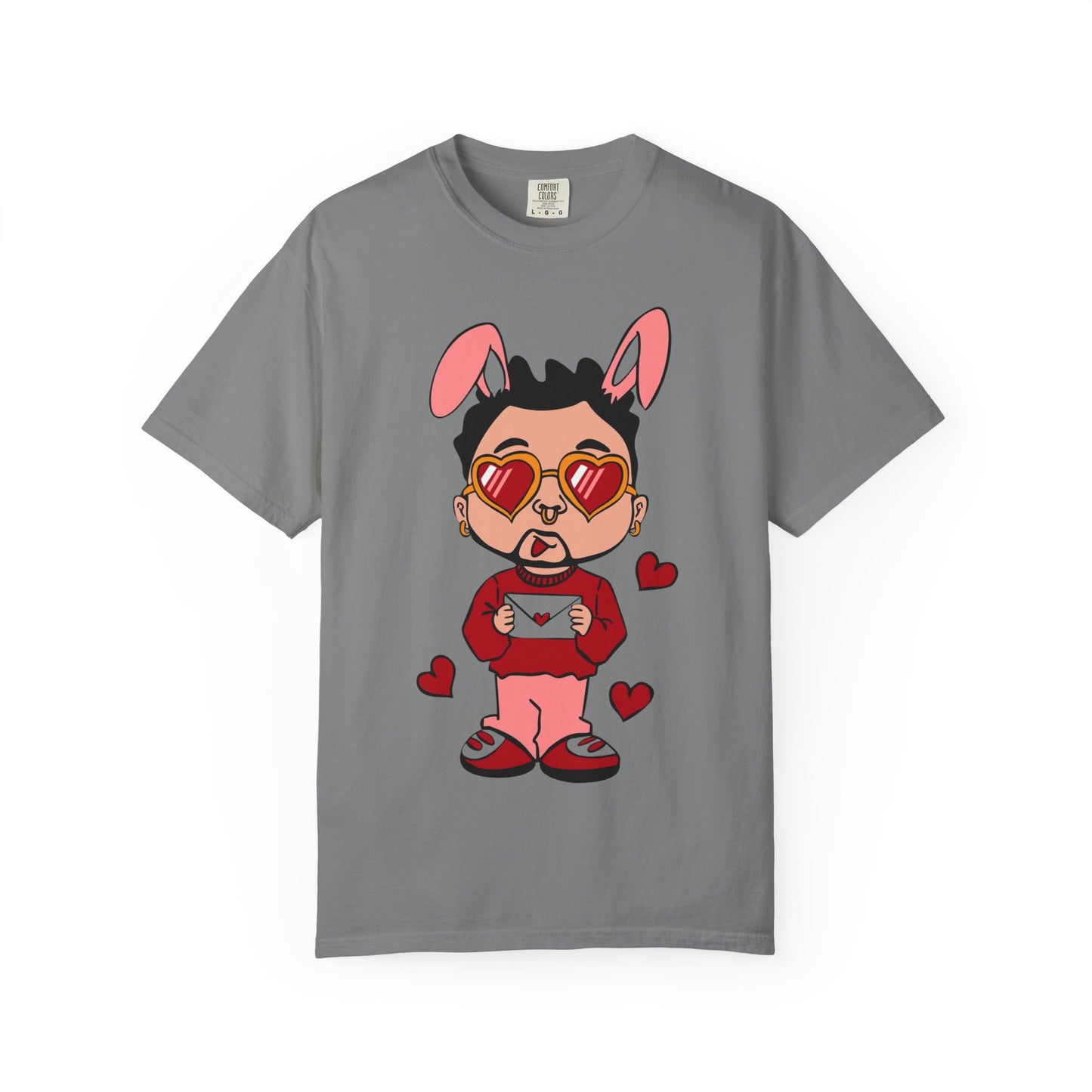 Valentine Bunny Dude T-Shirt — Cute Heart Eyes Love Graphic Tee