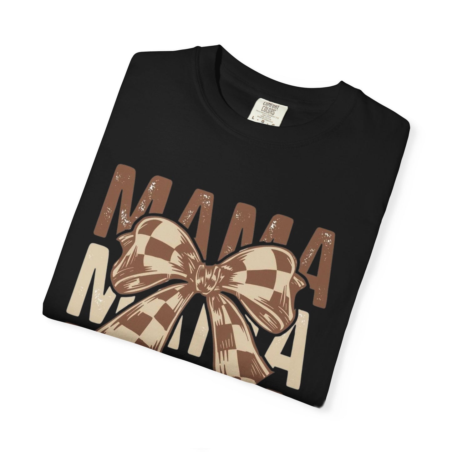 Mama Graphic T-Shirt — Plaid Bow Mom Tee (Mama Print)
