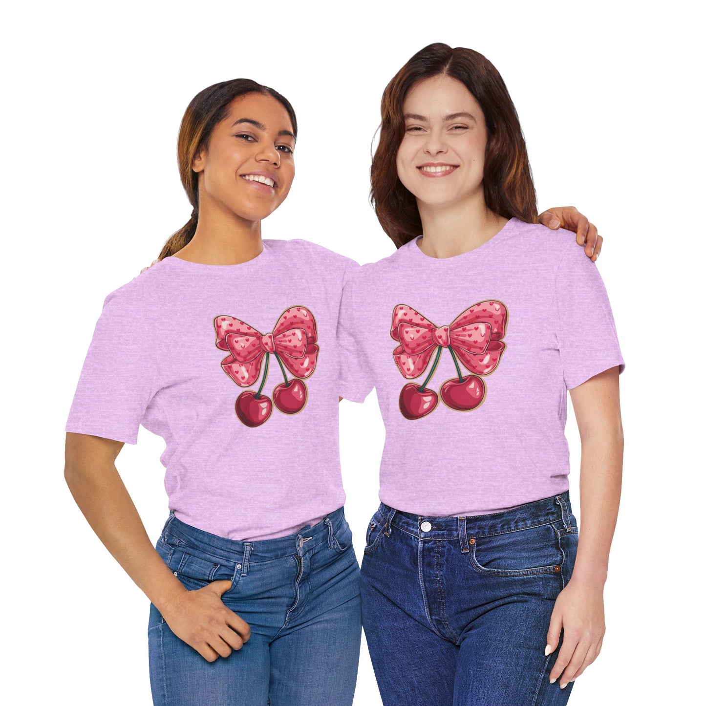 Cherry Bow Tee — Cute Pink Cherry Graphic T-Shirt