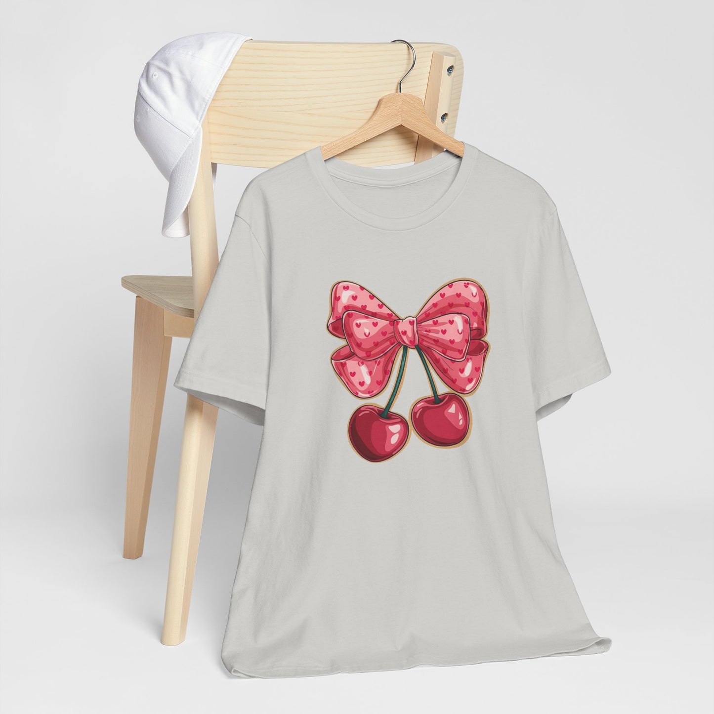 Cherry Bow Tee — Cute Pink Cherry Graphic T-Shirt