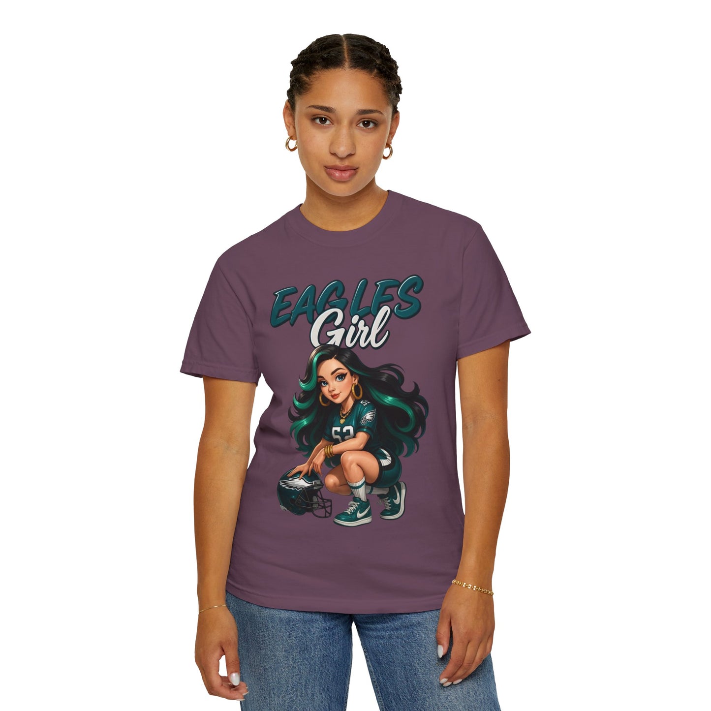 Eagles Girl T-shirt | Football Fan Illustration, Team Spirit Tee
