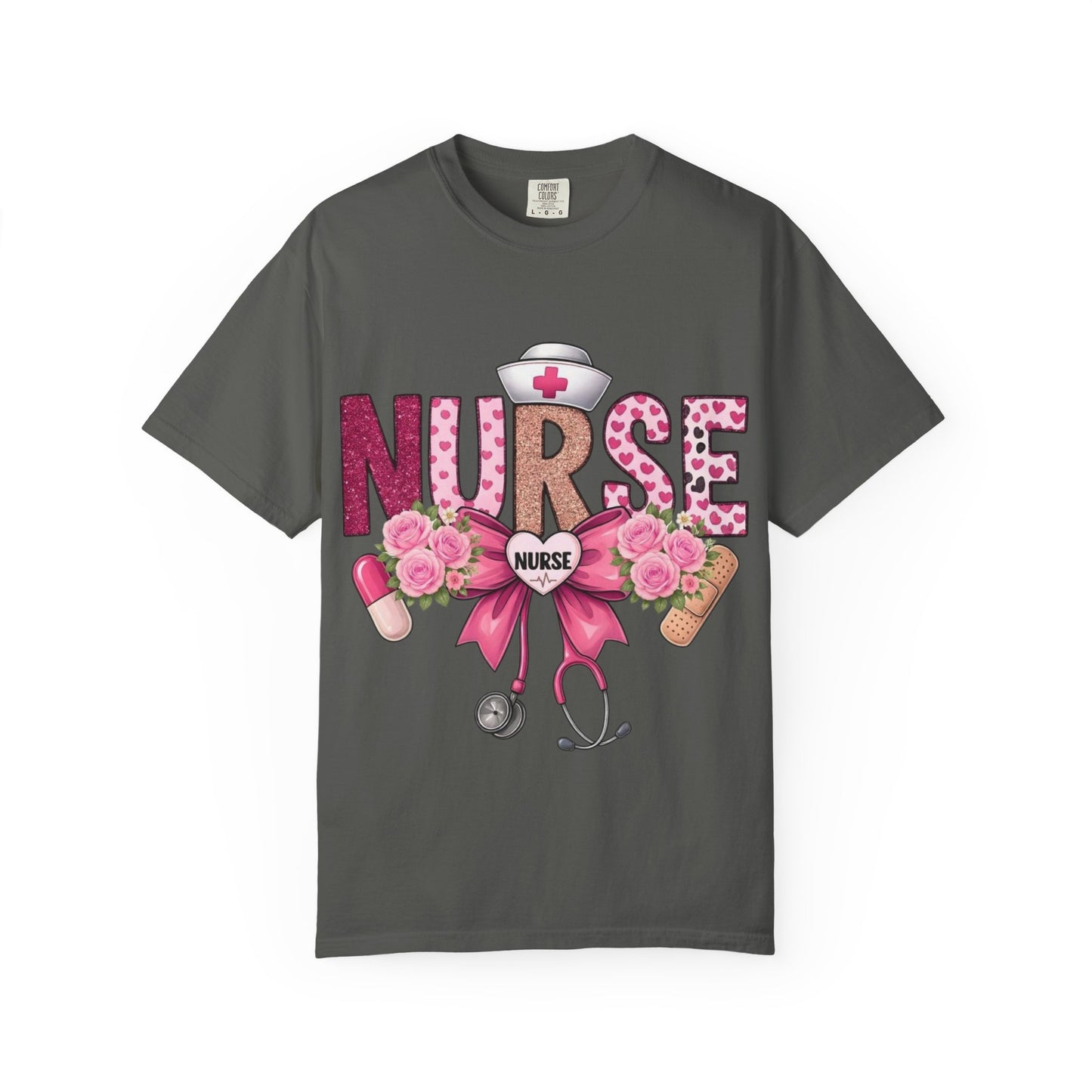 Nurse Floral Heart Stethoscope T-Shirt | Nursing Love Shirt