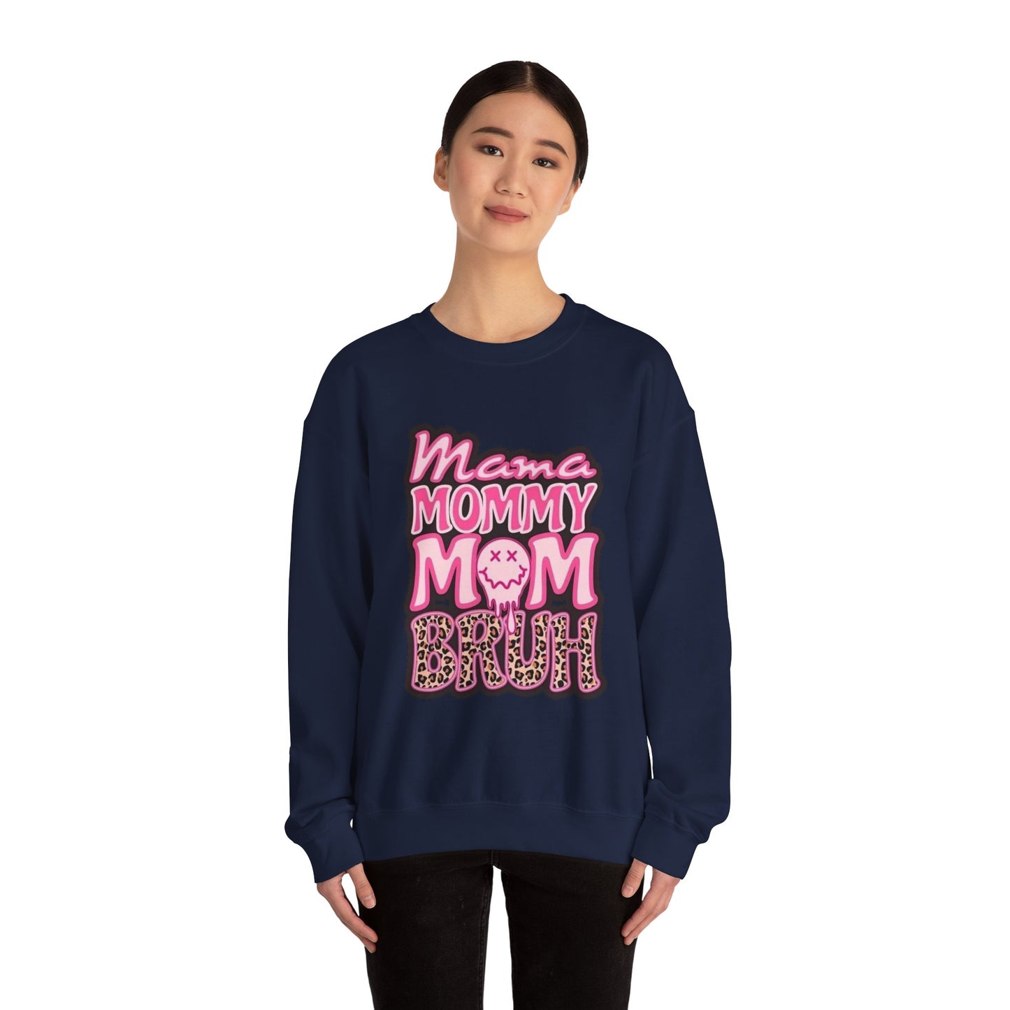 Mama Mommy Mom Bruh sweatshirt | Pink leopard text crewneck