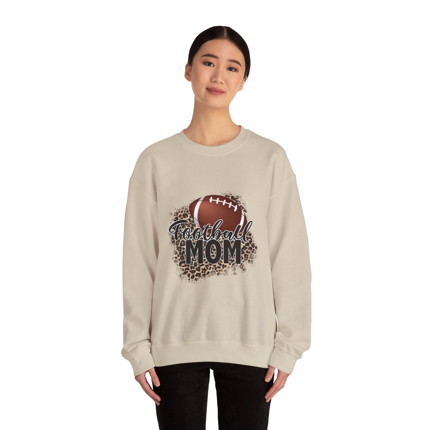 Football Mom Leopard Print Crewneck Sweatshirt