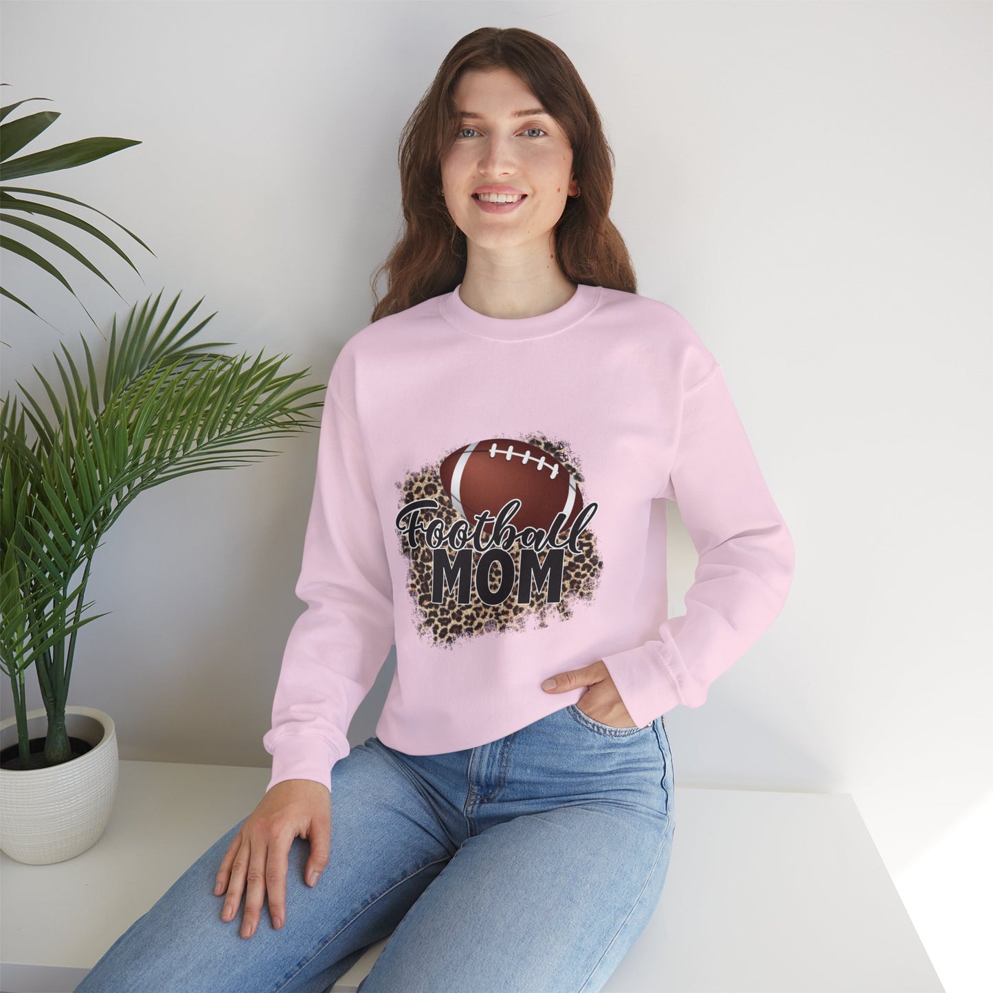 Football Mom Leopard Print Crewneck Sweatshirt