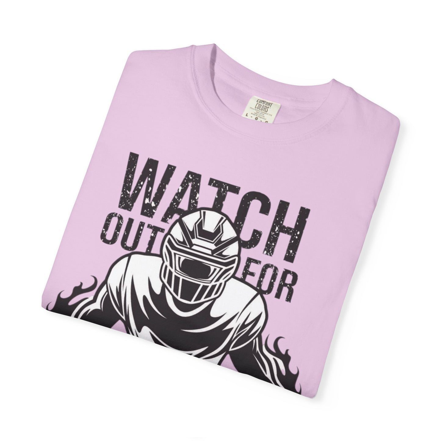 Watch Out For He's A Beast Football Player T-Shirt | Sports Helmet Grunge