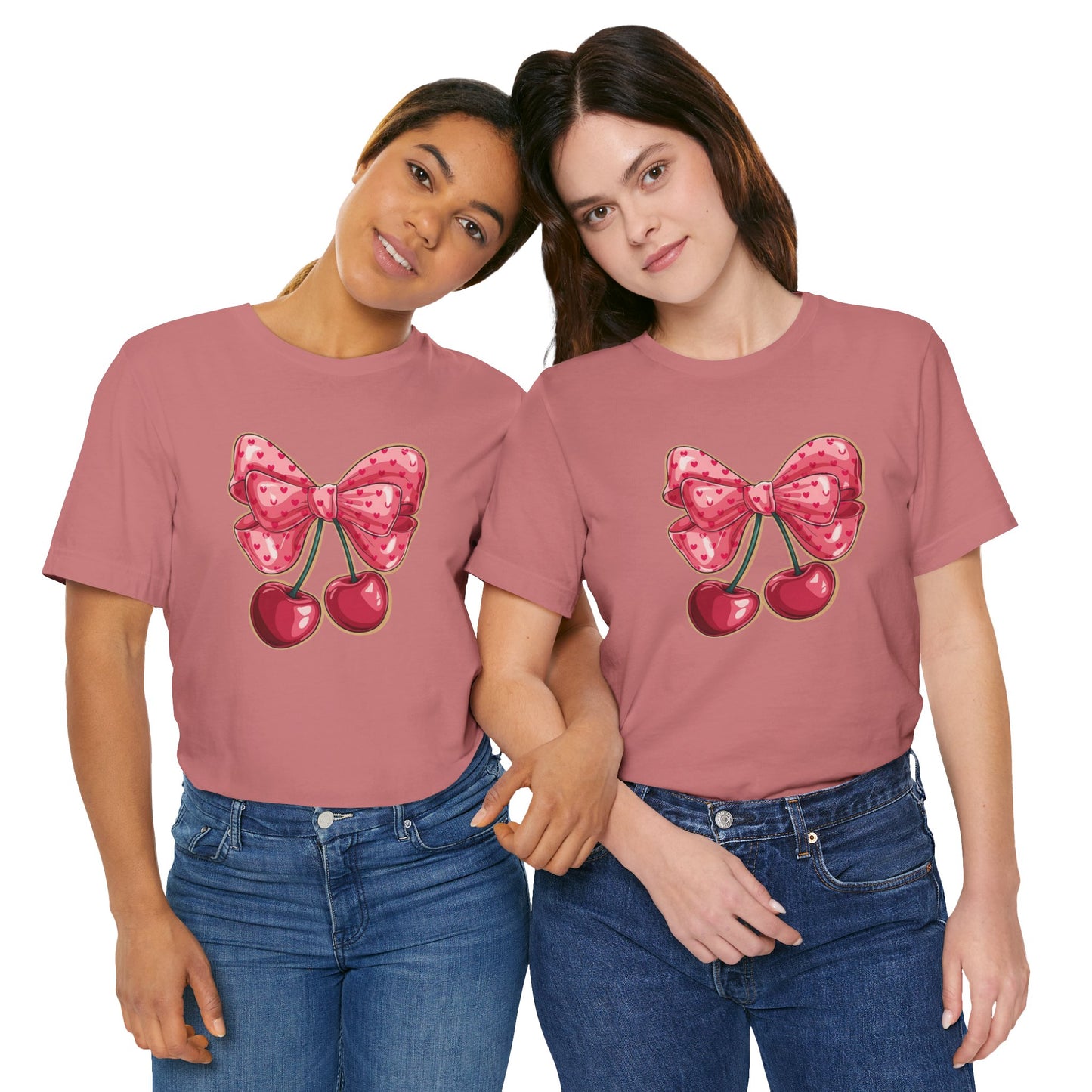Cherry Bow Tee — Cute Pink Cherry Graphic T-Shirt