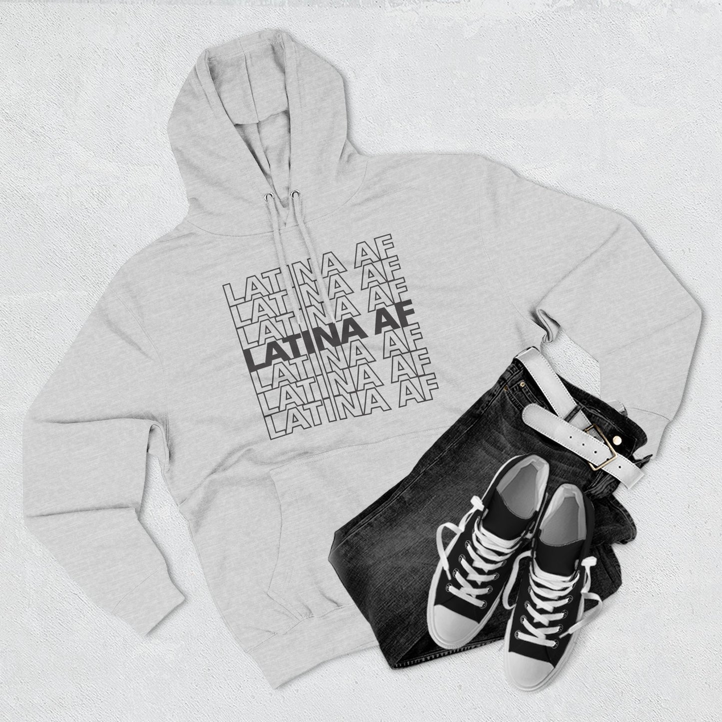 LATINA AF Typography Hoodie | Embroidered Chest Option