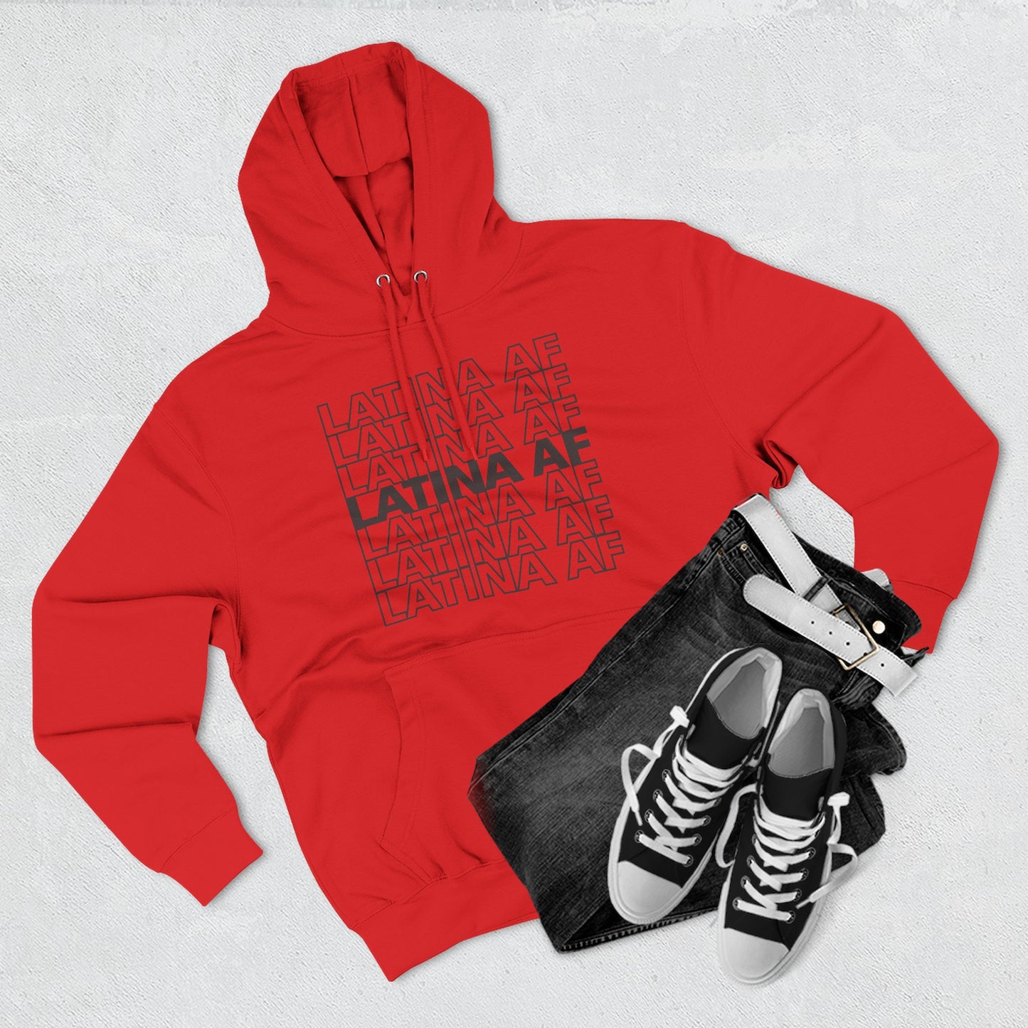 LATINA AF Typography Hoodie | Embroidered Chest Option