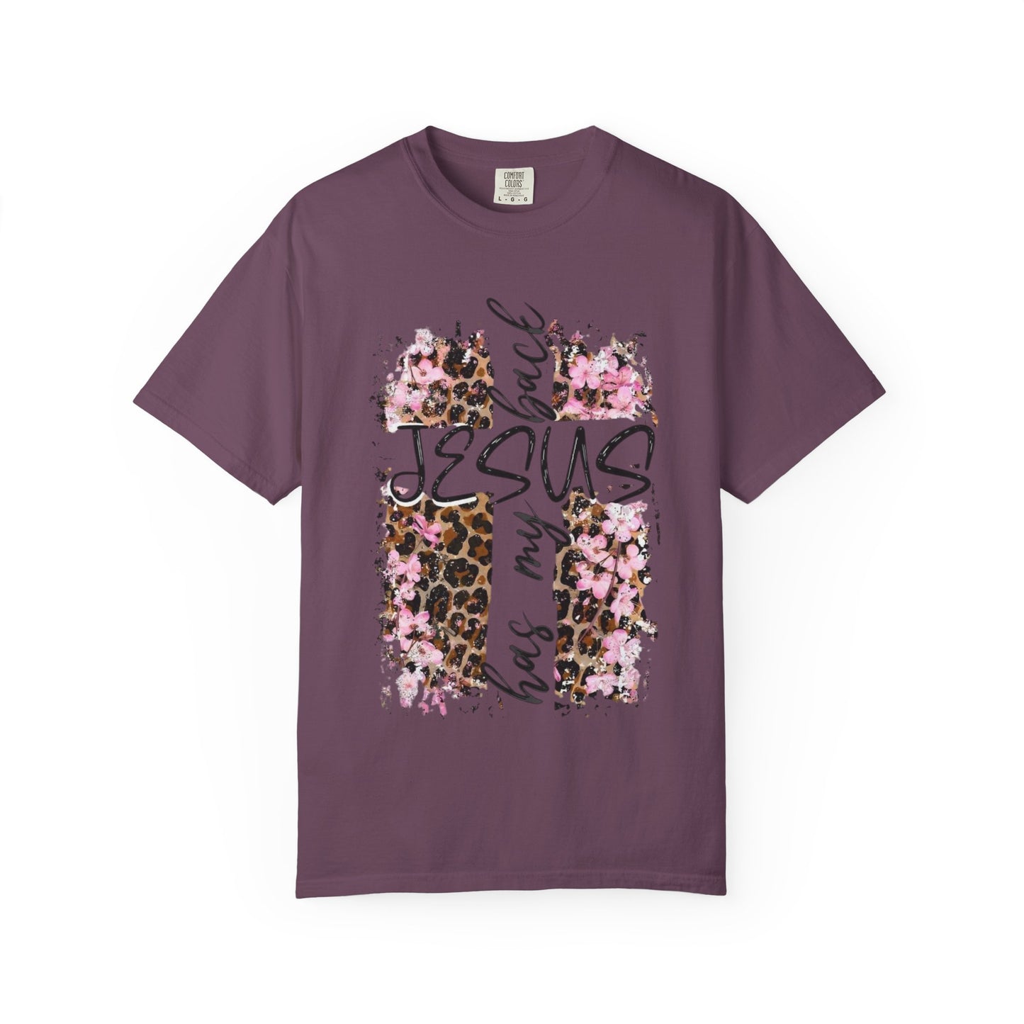 Jesus Has My Back T-Shirt | Leopard Floral Cross Christian Faith Tee