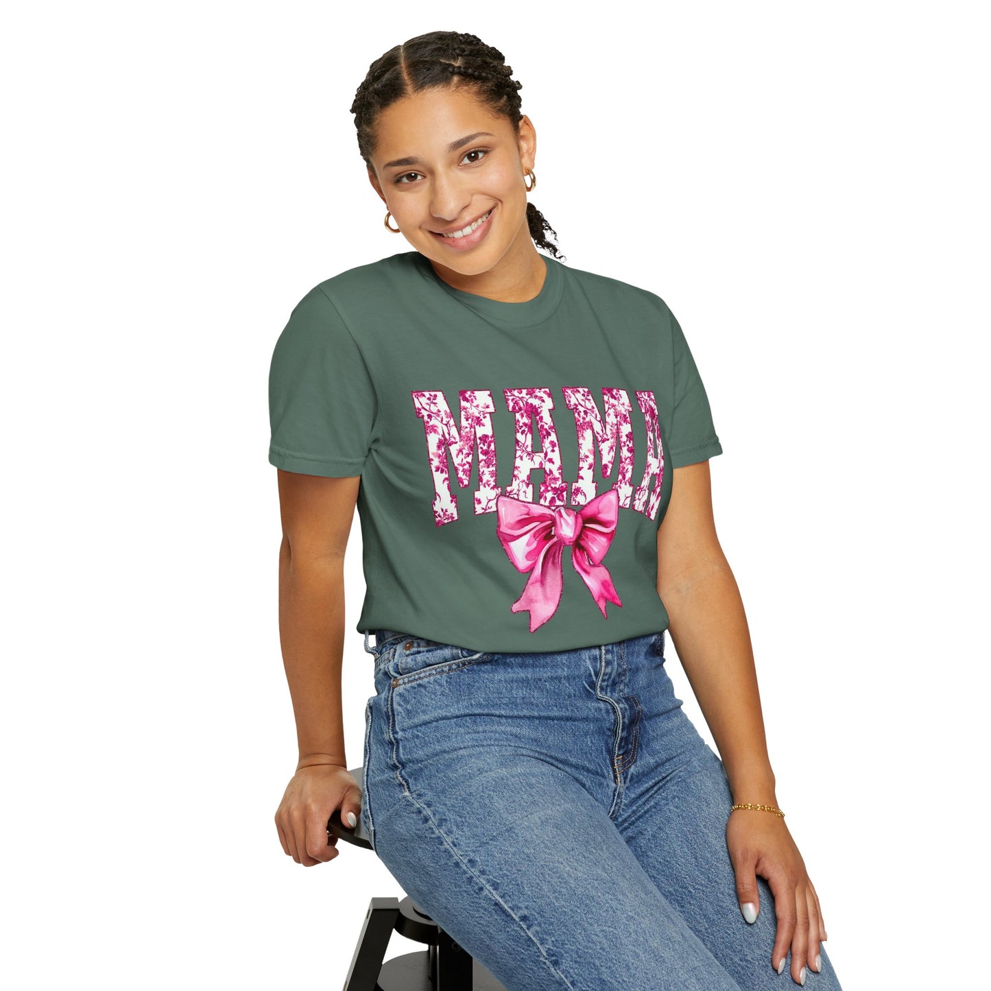 Mama Floral Bow T-Shirt — Mother's Day Pink Ribbon Tee
