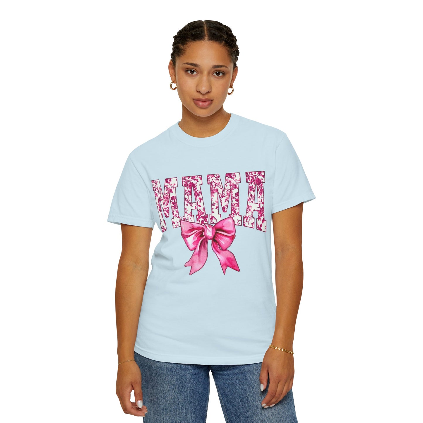 Mama Floral Bow T-Shirt — Mother's Day Pink Ribbon Tee