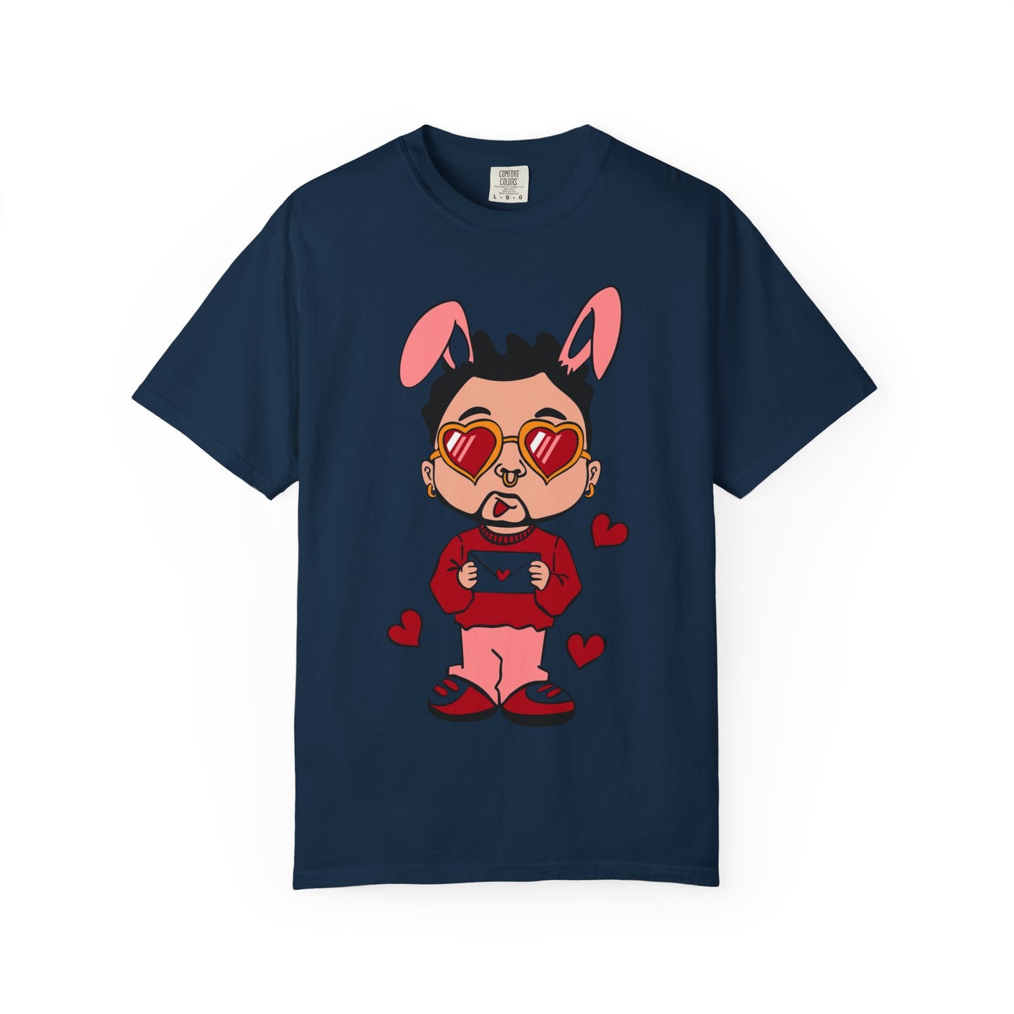 Valentine Bunny Dude T-Shirt — Cute Heart Eyes Love Graphic Tee