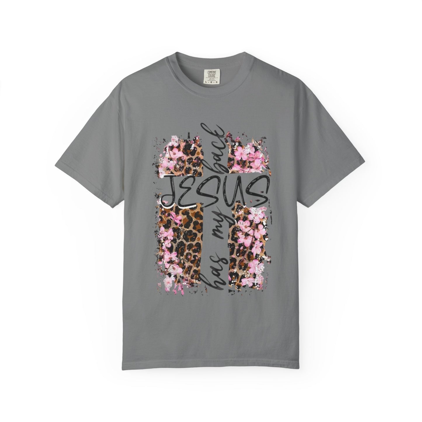 Jesus Has My Back T-Shirt | Leopard Floral Cross Christian Faith Tee