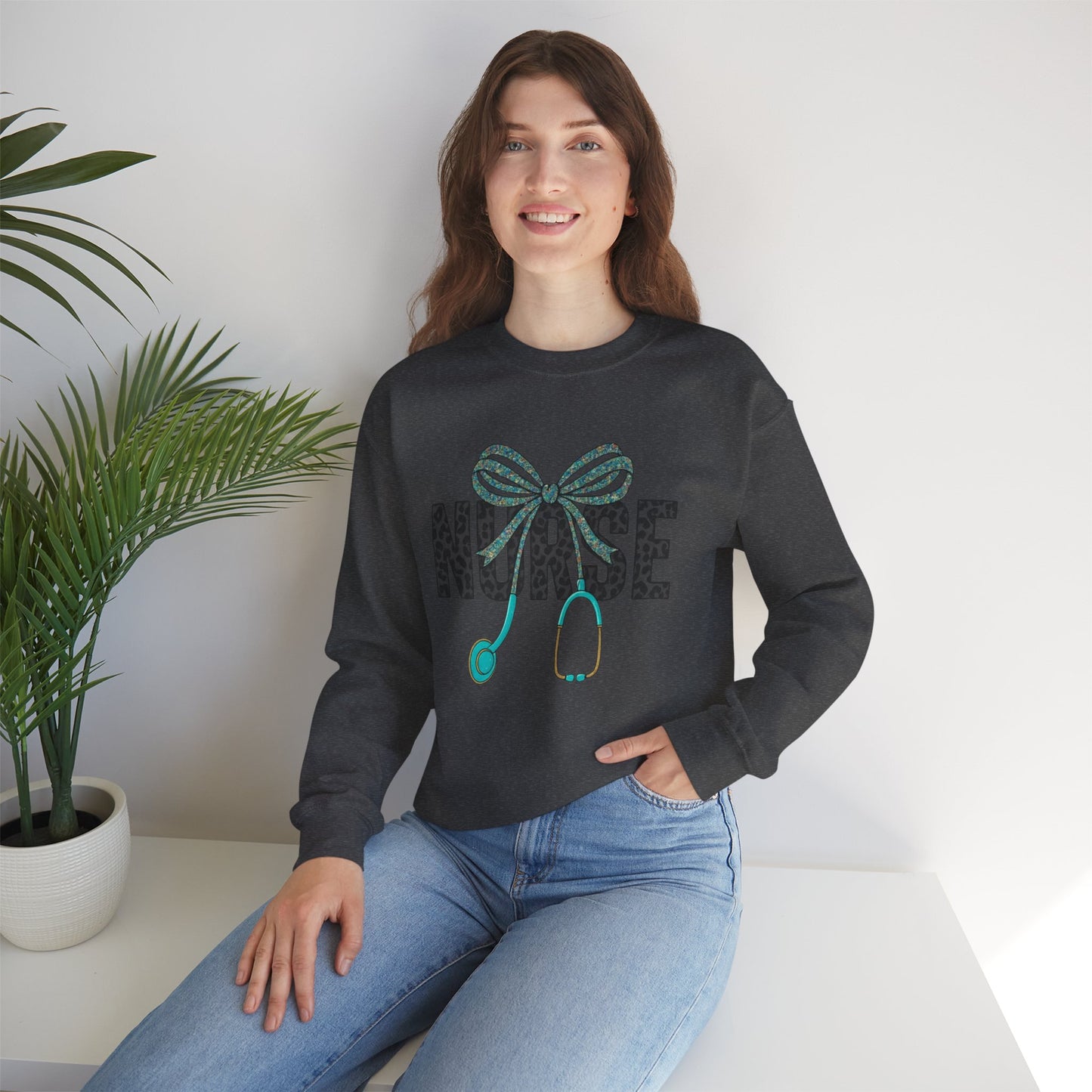 Nurse Stethoscope Bow Crewneck Sweatshirt – Cute Nurse Gift