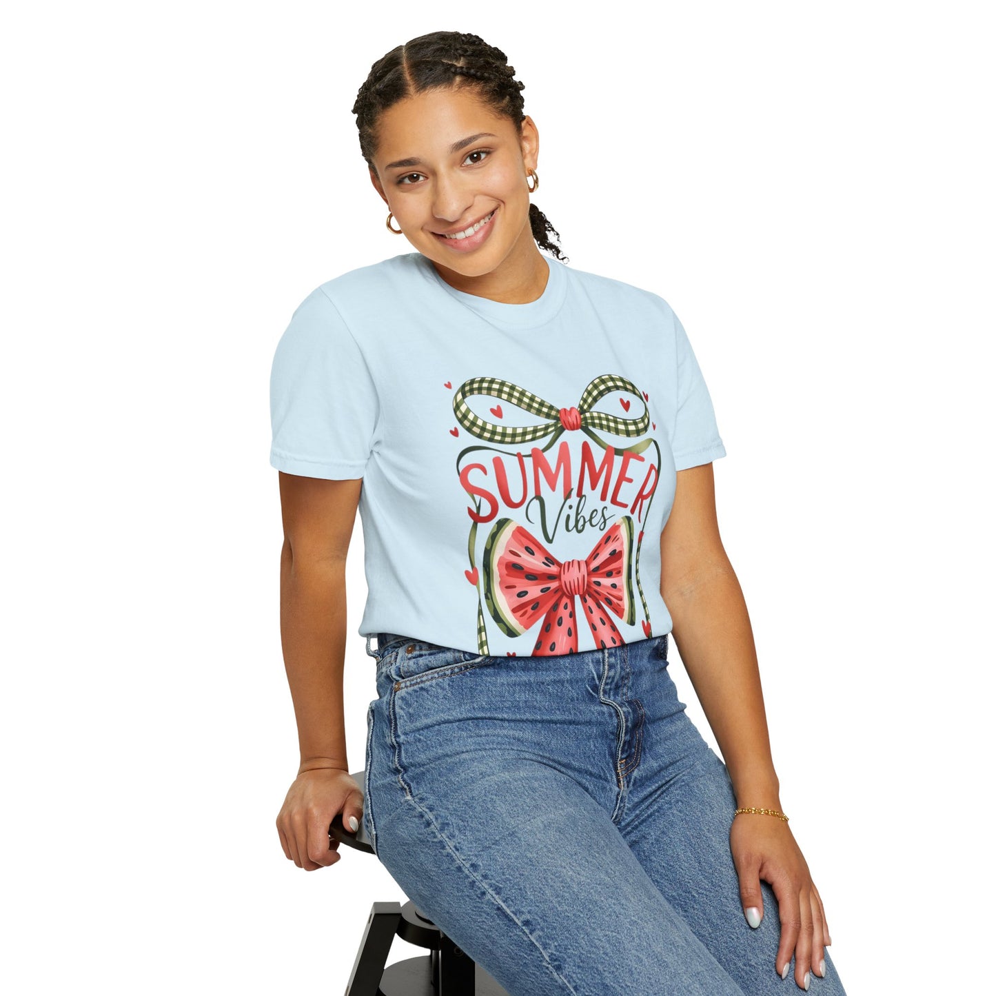 Summer Vibes T-Shirt — Watermelon Bow Graphic Tee