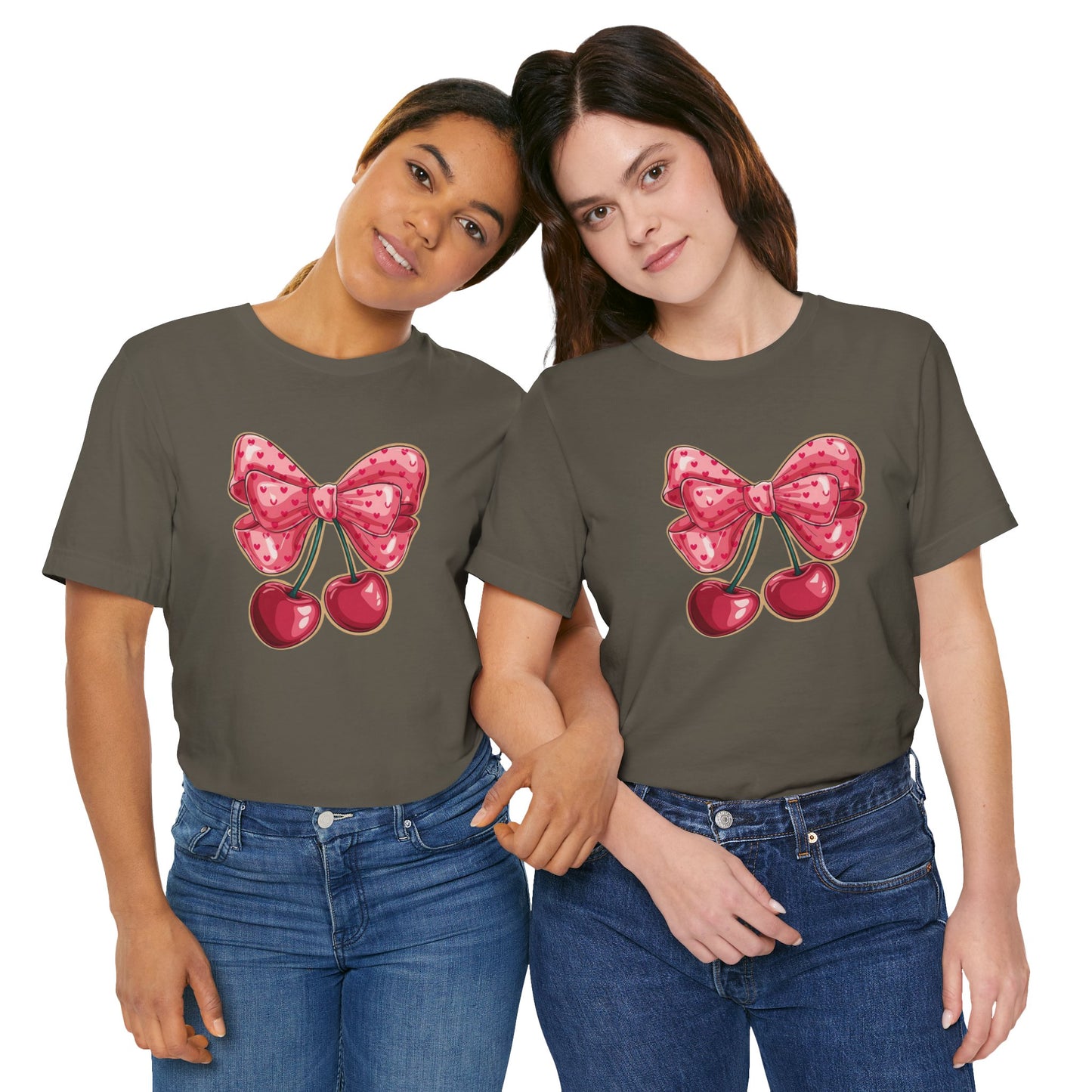 Cherry Bow Tee — Cute Pink Cherry Graphic T-Shirt