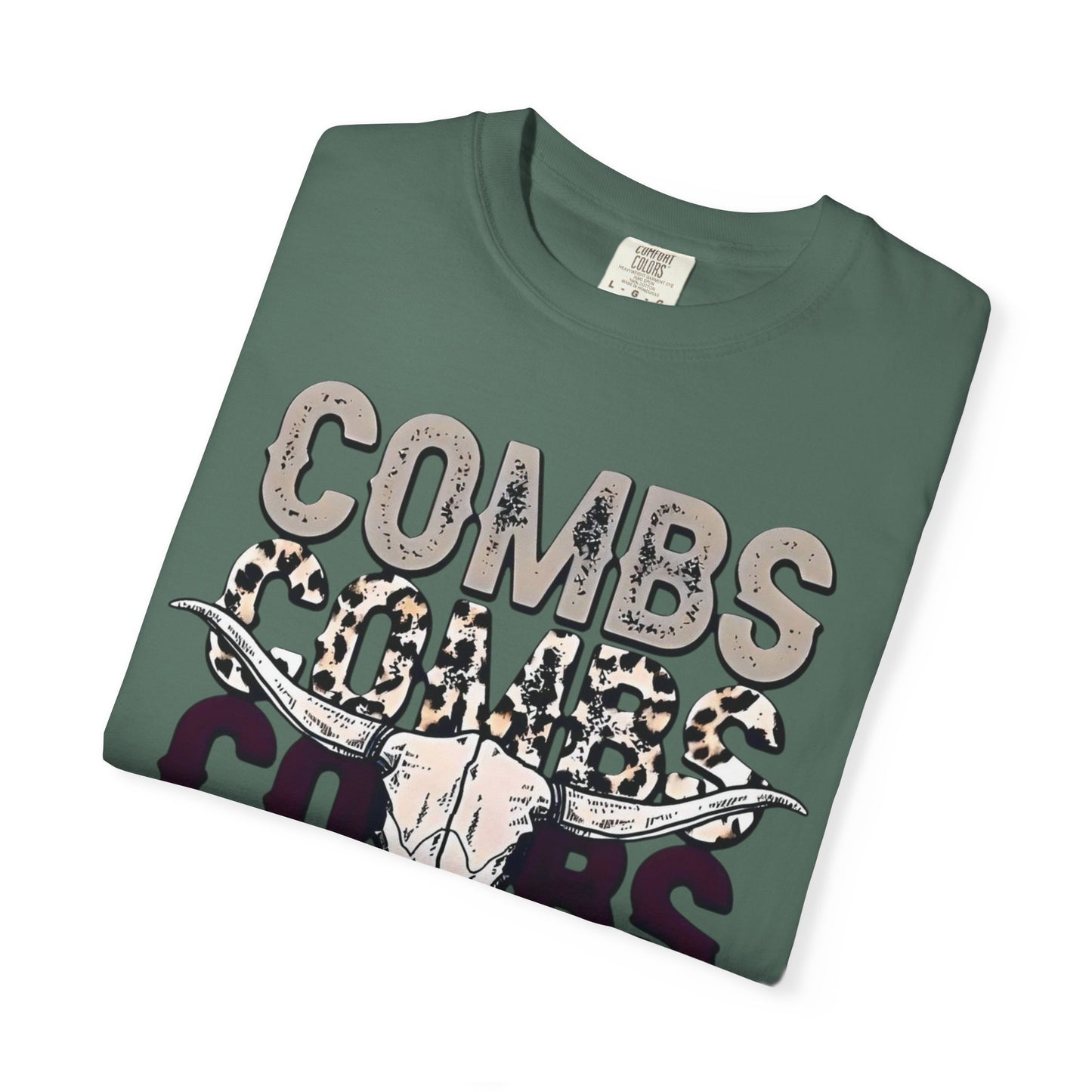 Combs Skull Repeat design T-shirt | Longhorn skull typography tee