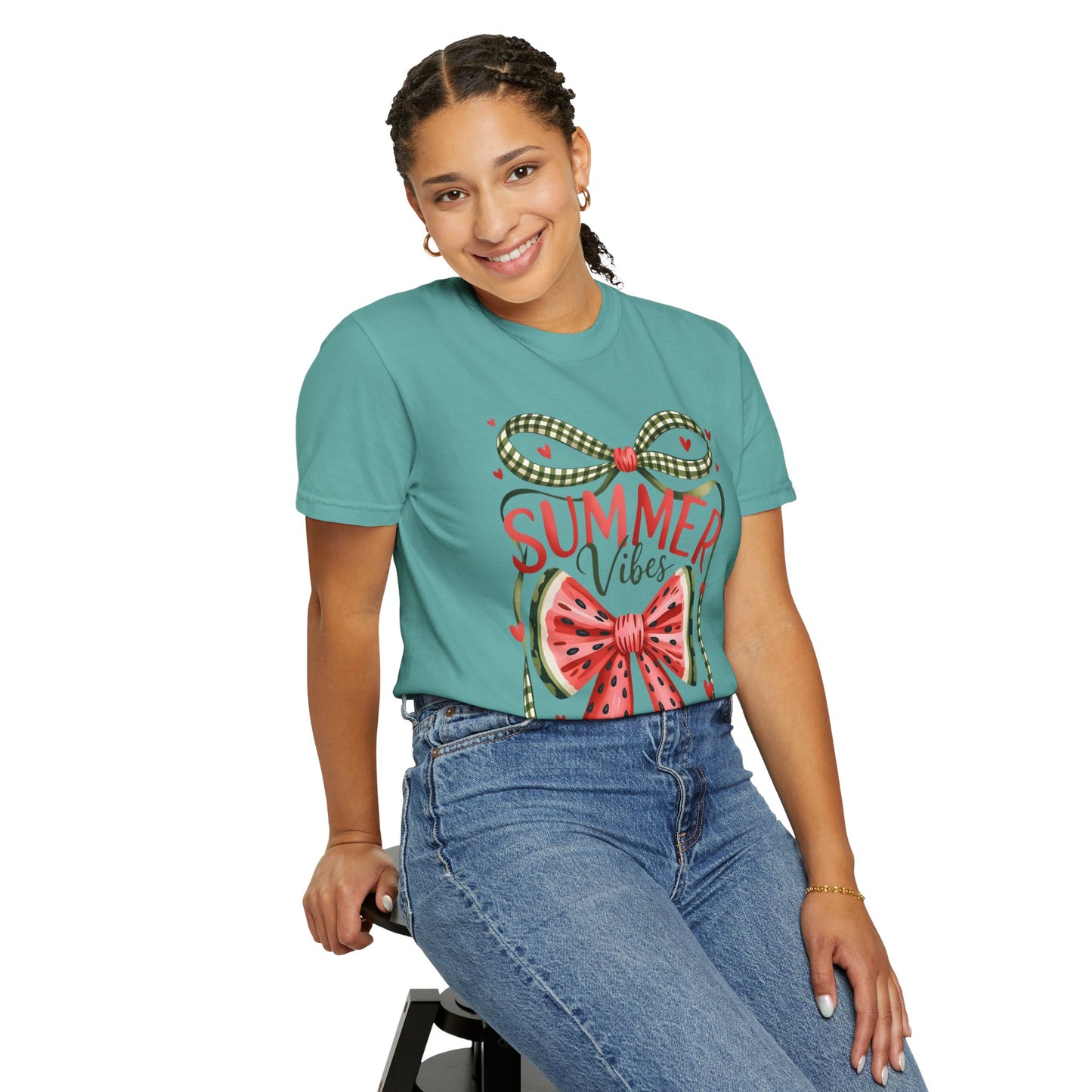 Summer Vibes T-Shirt — Watermelon Bow Graphic Tee