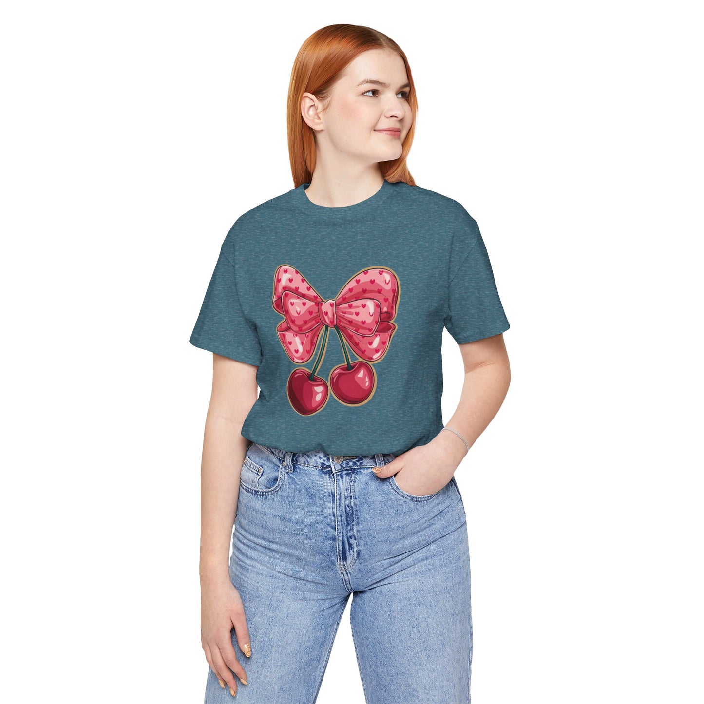 Cherry Bow Tee — Cute Pink Cherry Graphic T-Shirt