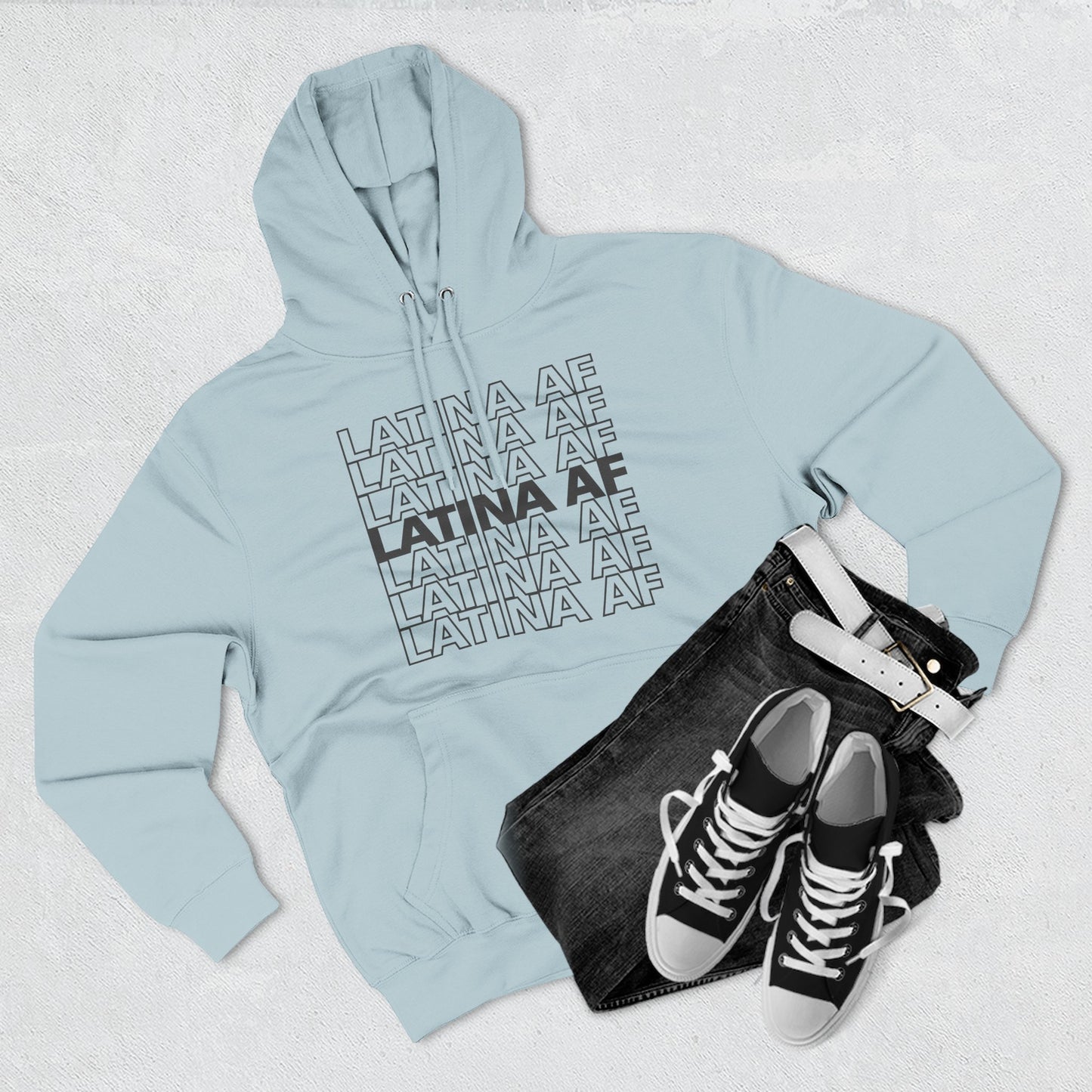 LATINA AF Typography Hoodie | Embroidered Chest Option