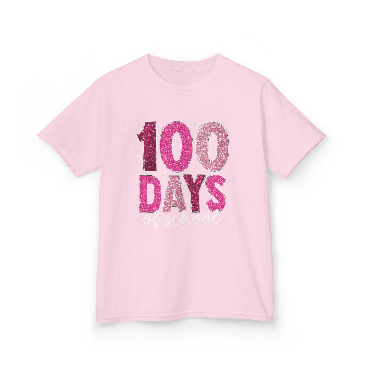 100 Days Glitter Text Kids Tee | School Milestone Shirt