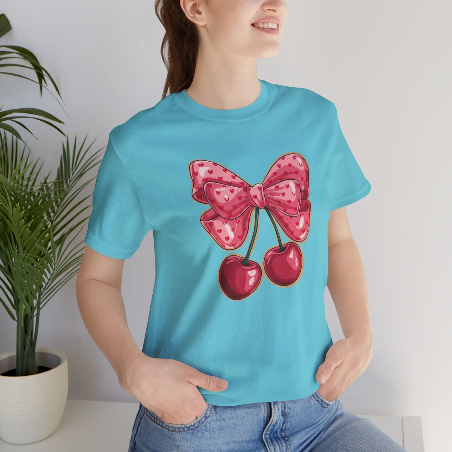 Cherry Bow Tee — Cute Pink Cherry Graphic T-Shirt