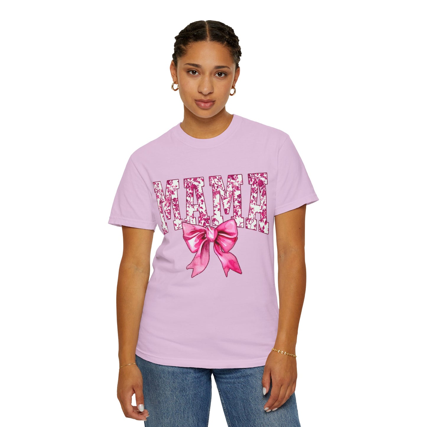 Mama Floral Bow T-Shirt — Mother's Day Pink Ribbon Tee