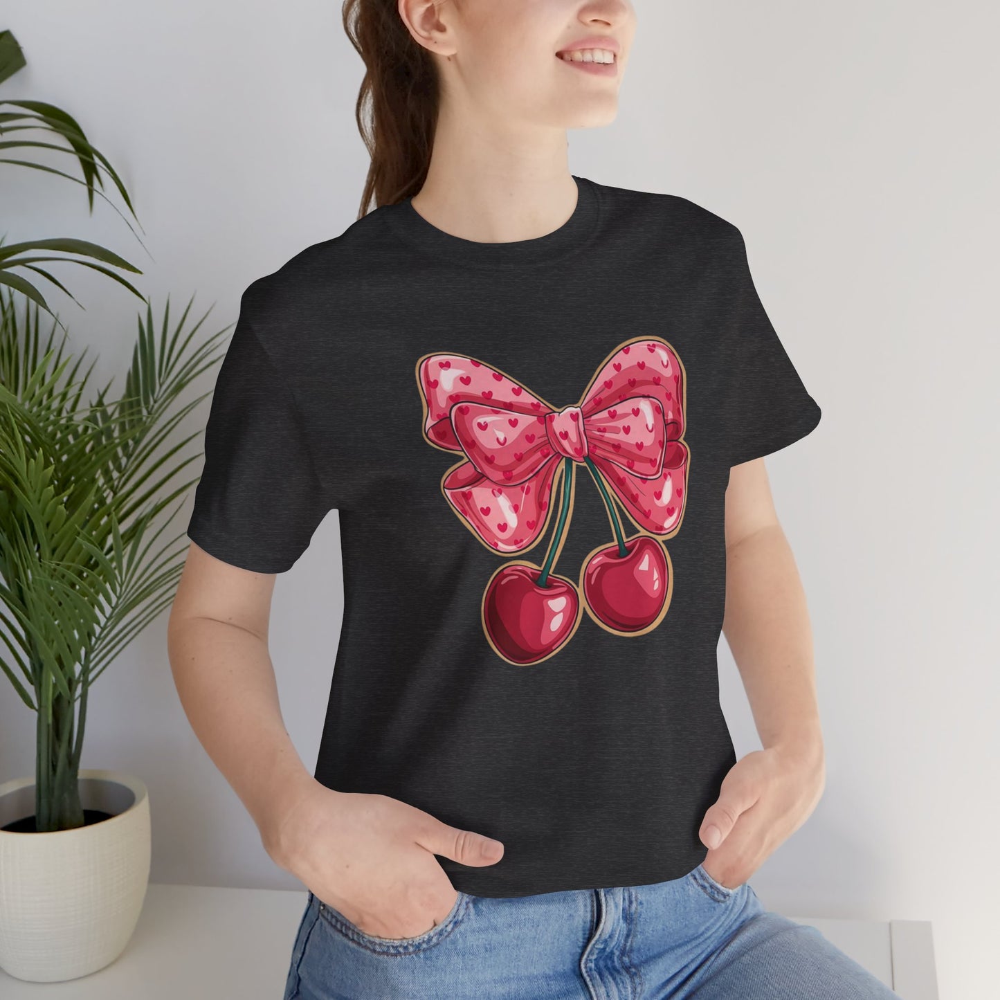 Cherry Bow Tee — Cute Pink Cherry Graphic T-Shirt