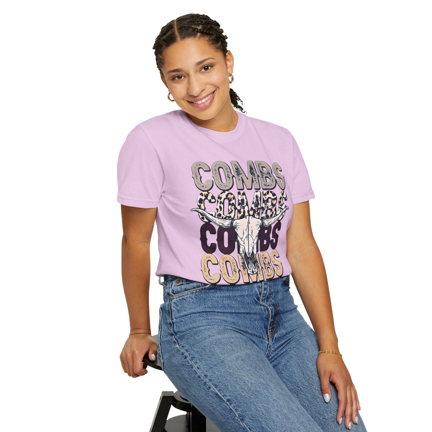 Combs Skull Repeat design T-shirt | Longhorn skull typography tee