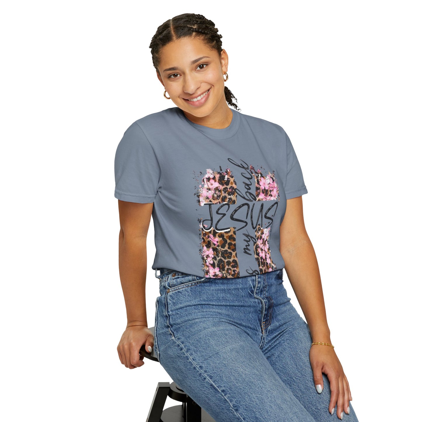 Jesus Has My Back T-Shirt | Leopard Floral Cross Christian Faith Tee